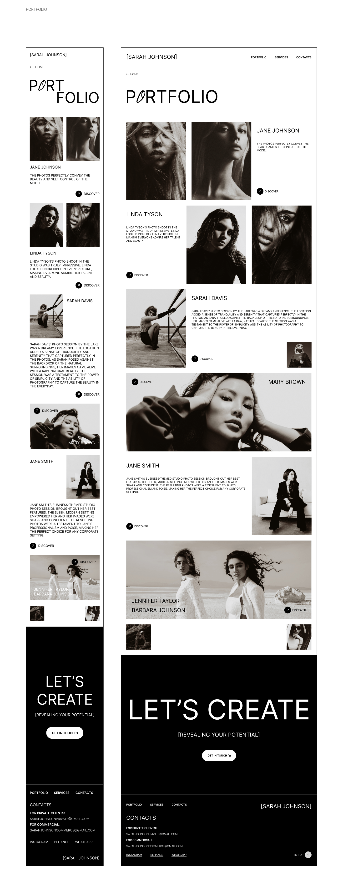 PHOTOGRAPHER SARAH JOHNSON WEBDESIGN CONCEPT — Изображение №6 — Интерфейсы, Анимация на Dprofile