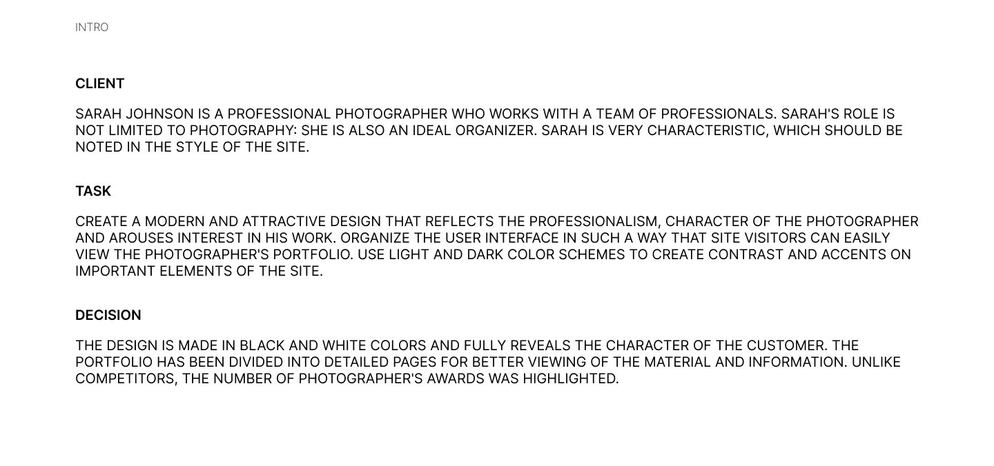 PHOTOGRAPHER SARAH JOHNSON WEBDESIGN CONCEPT — Изображение №2 — Интерфейсы, Анимация на Dprofile
