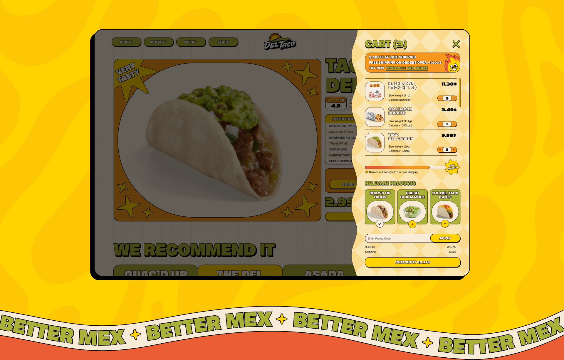 DEL TACO | American Fast-Food Restaurant — Изображение №12 — Интерфейсы на Dprofile