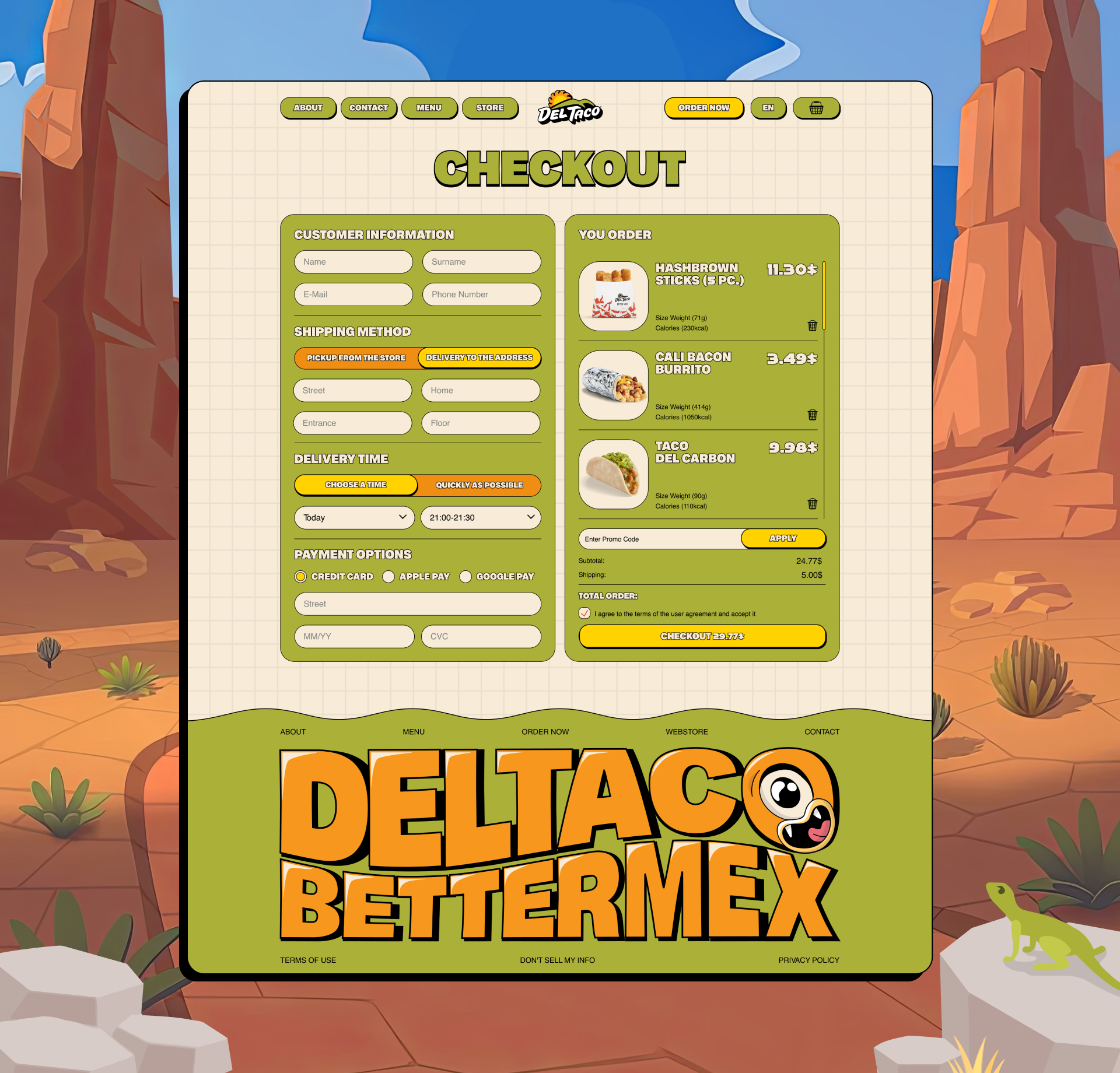 DEL TACO | American Fast-Food Restaurant — Изображение №14 — Интерфейсы на Dprofile