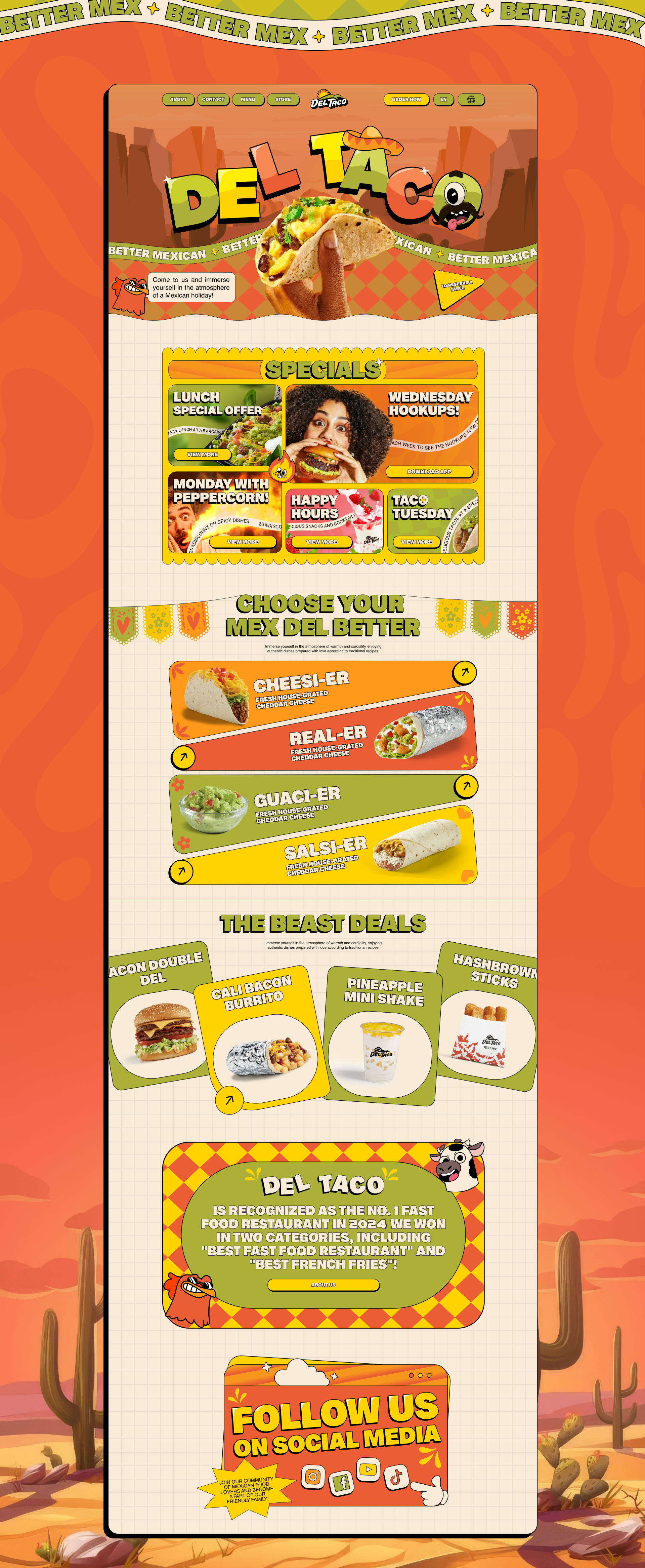 DEL TACO | American Fast-Food Restaurant — Изображение №3 — Интерфейсы на Dprofile