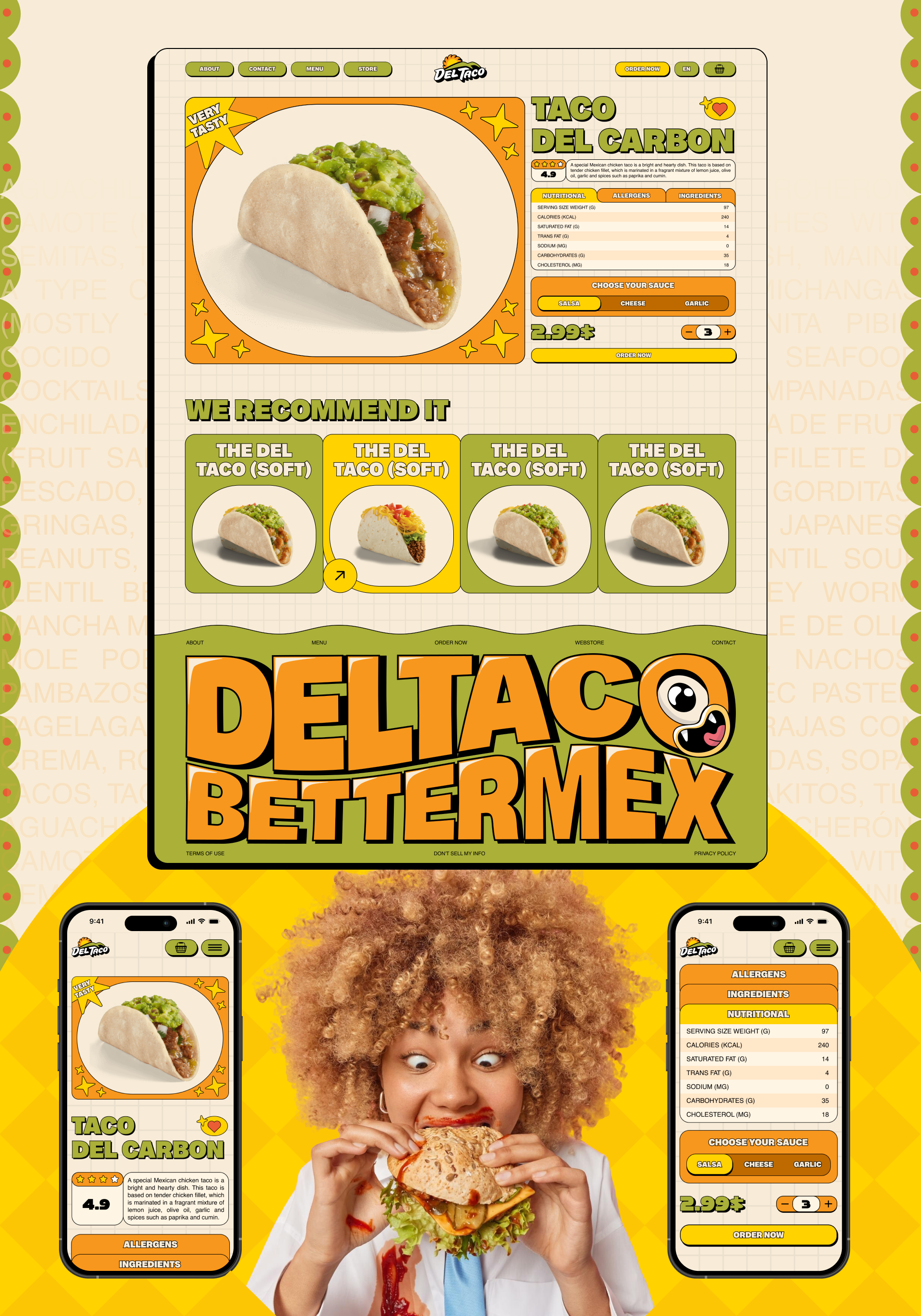 DEL TACO | American Fast-Food Restaurant — Изображение №9 — Интерфейсы на Dprofile
