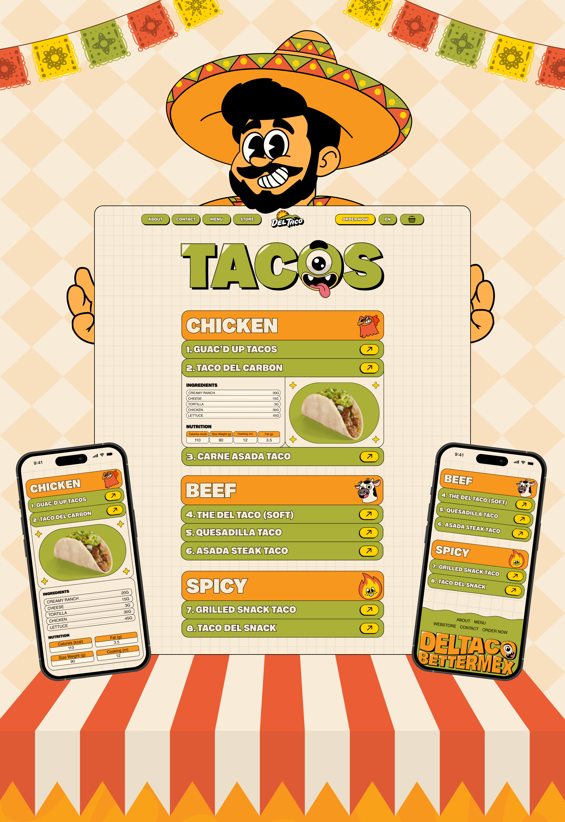 DEL TACO | American Fast-Food Restaurant — Изображение №7 — Интерфейсы на Dprofile