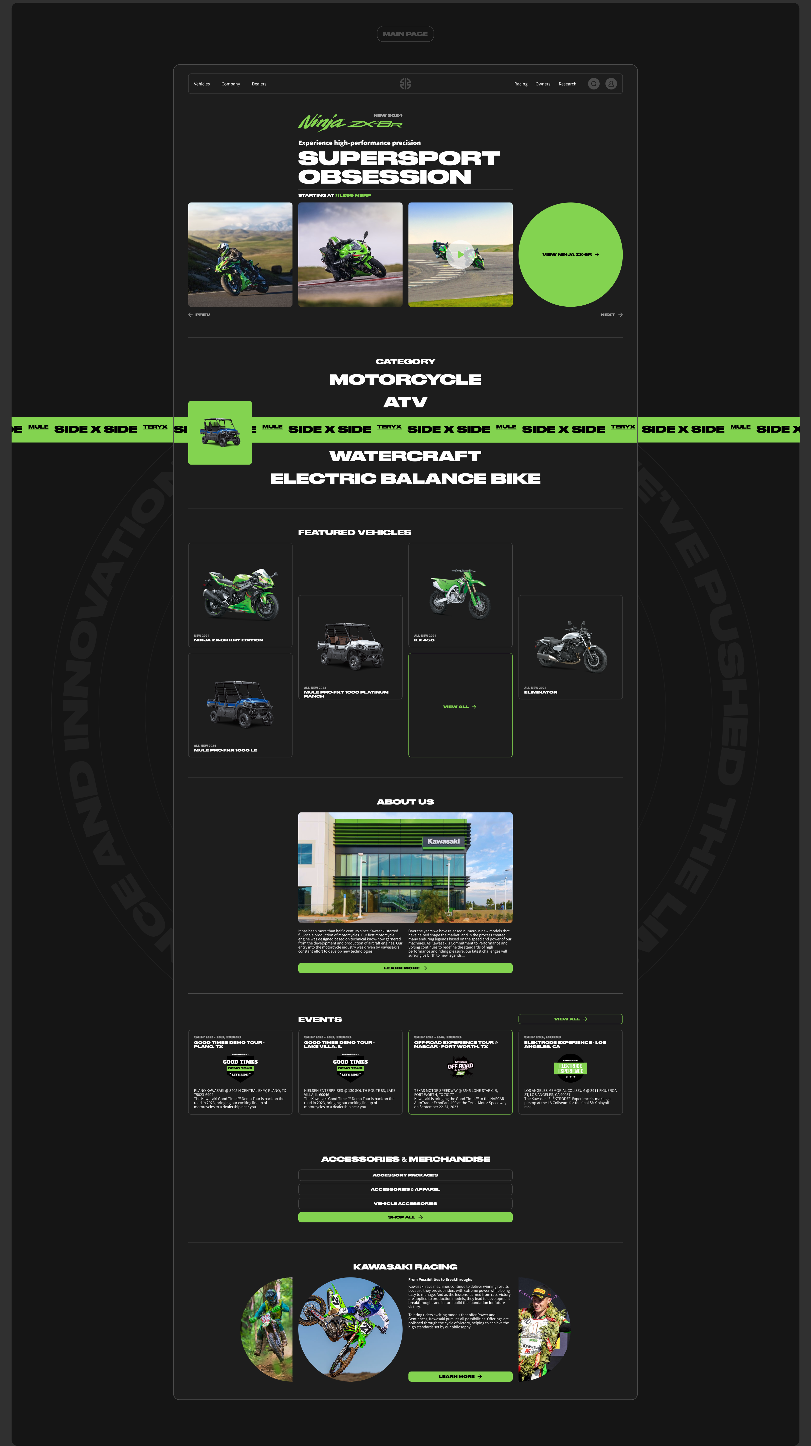 KAWASAKI / Corporate website redesign — Изображение №3 — Интерфейсы, Анимация на Dprofile
