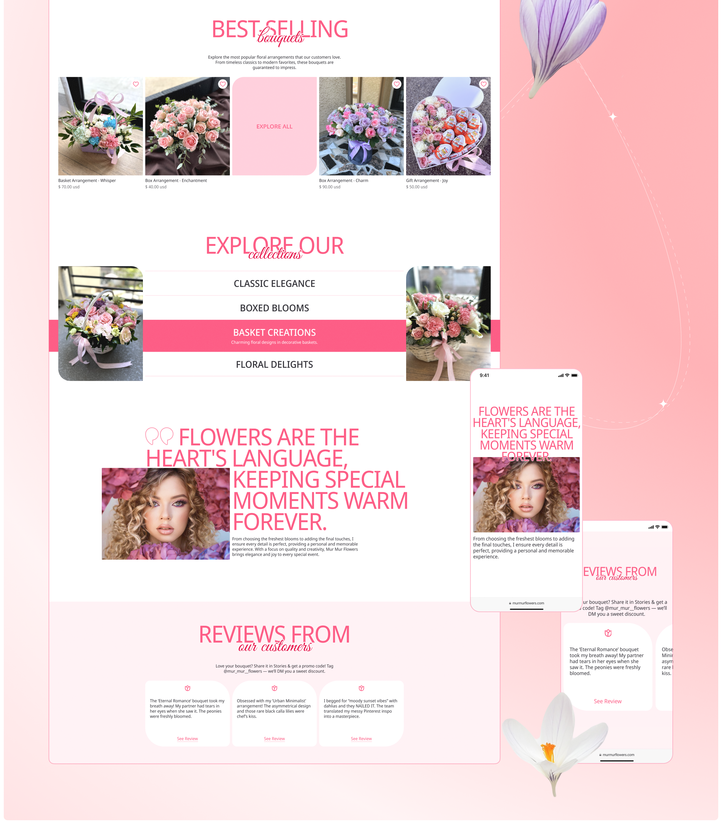 MUR MUR Flowers | E-commerce Website — Изображение №5 — Интерфейсы, Анимация на Dprofile