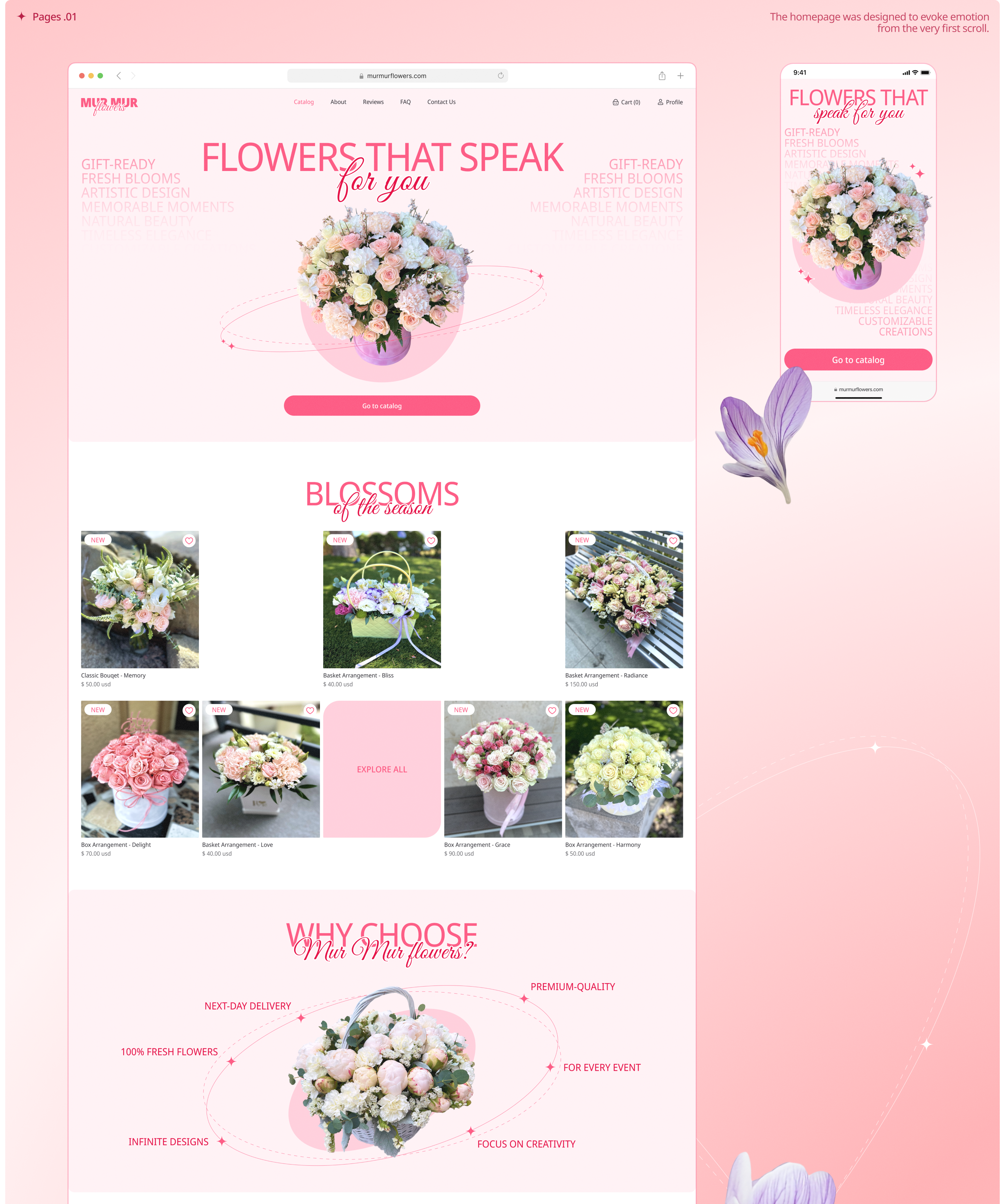MUR MUR Flowers | E-commerce Website — Изображение №4 — Интерфейсы, Анимация на Dprofile