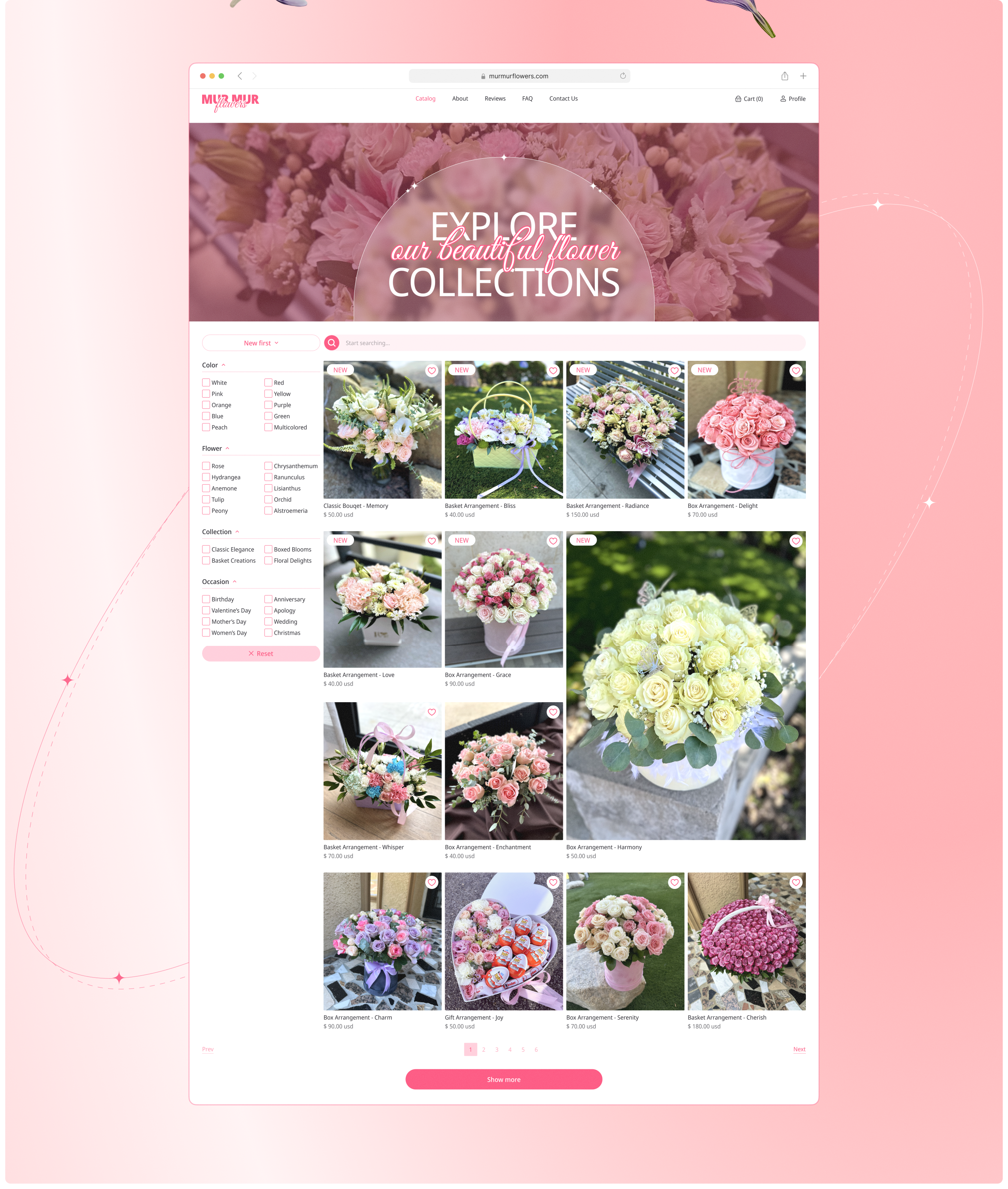 MUR MUR Flowers | E-commerce Website — Изображение №9 — Интерфейсы, Анимация на Dprofile
