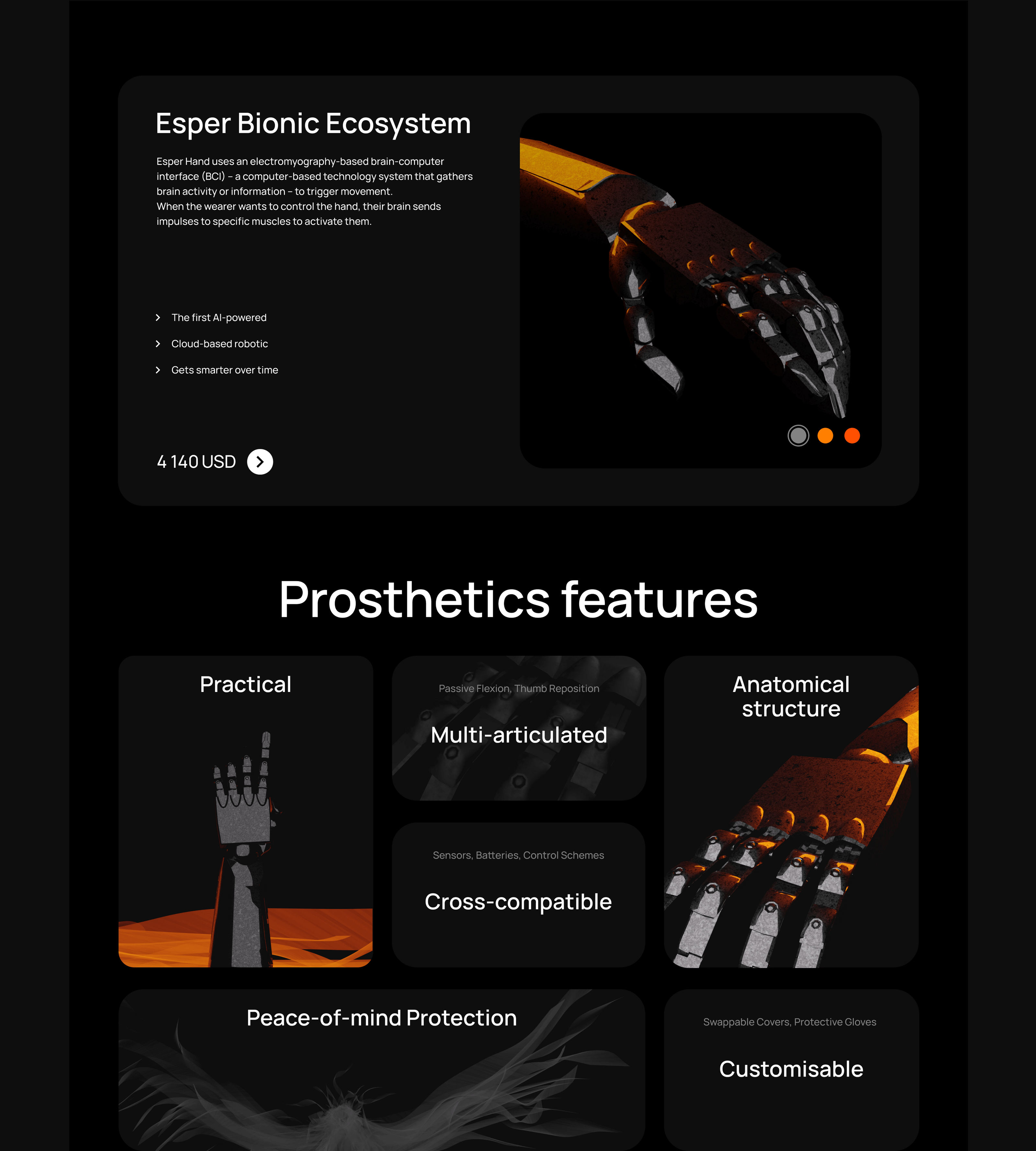 The next gen prosthetics/Landing page — Изображение №4 — 3D, Интерфейсы на Dprofile