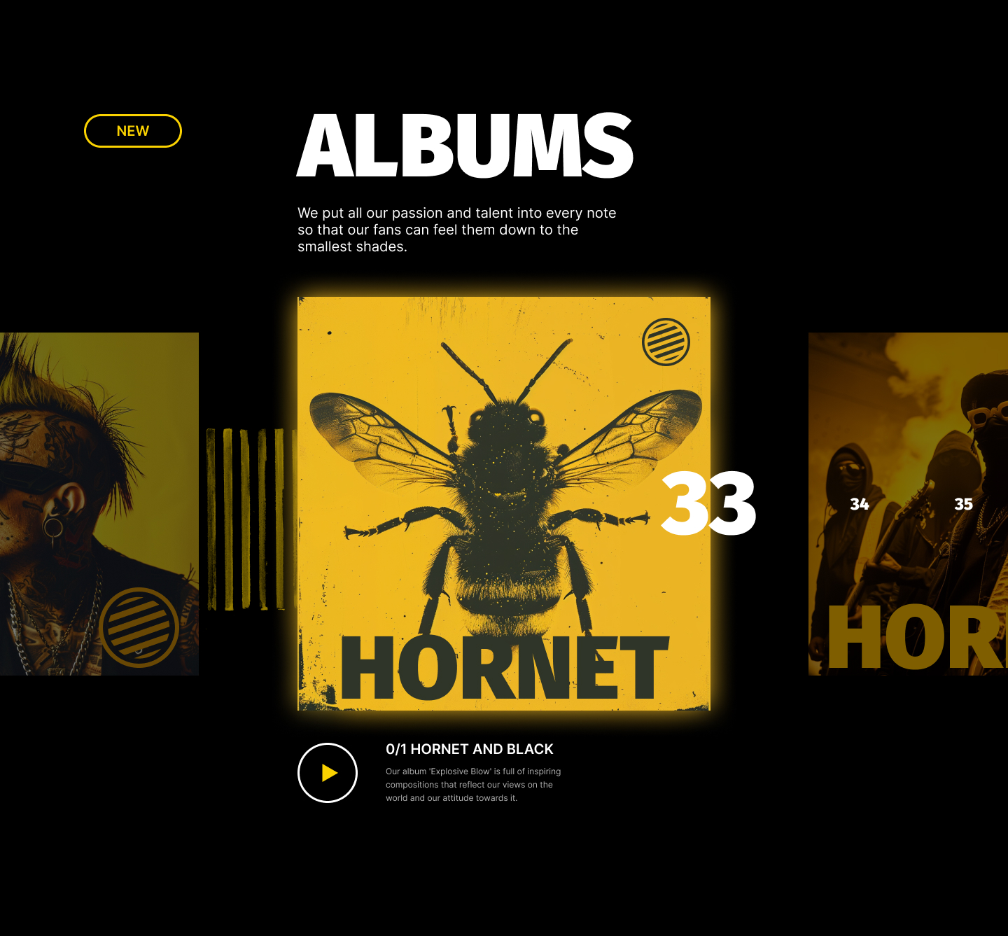Концепт сайта рок группы HORNET — Изображение №7 — Интерфейсы, Брендинг на Dprofile