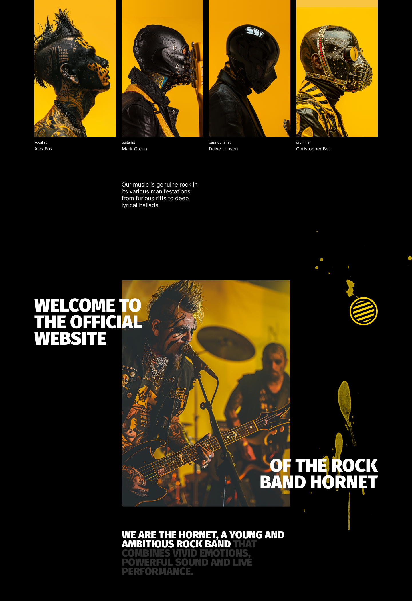 Концепт сайта рок группы HORNET — Изображение №6 — Интерфейсы, Брендинг на Dprofile