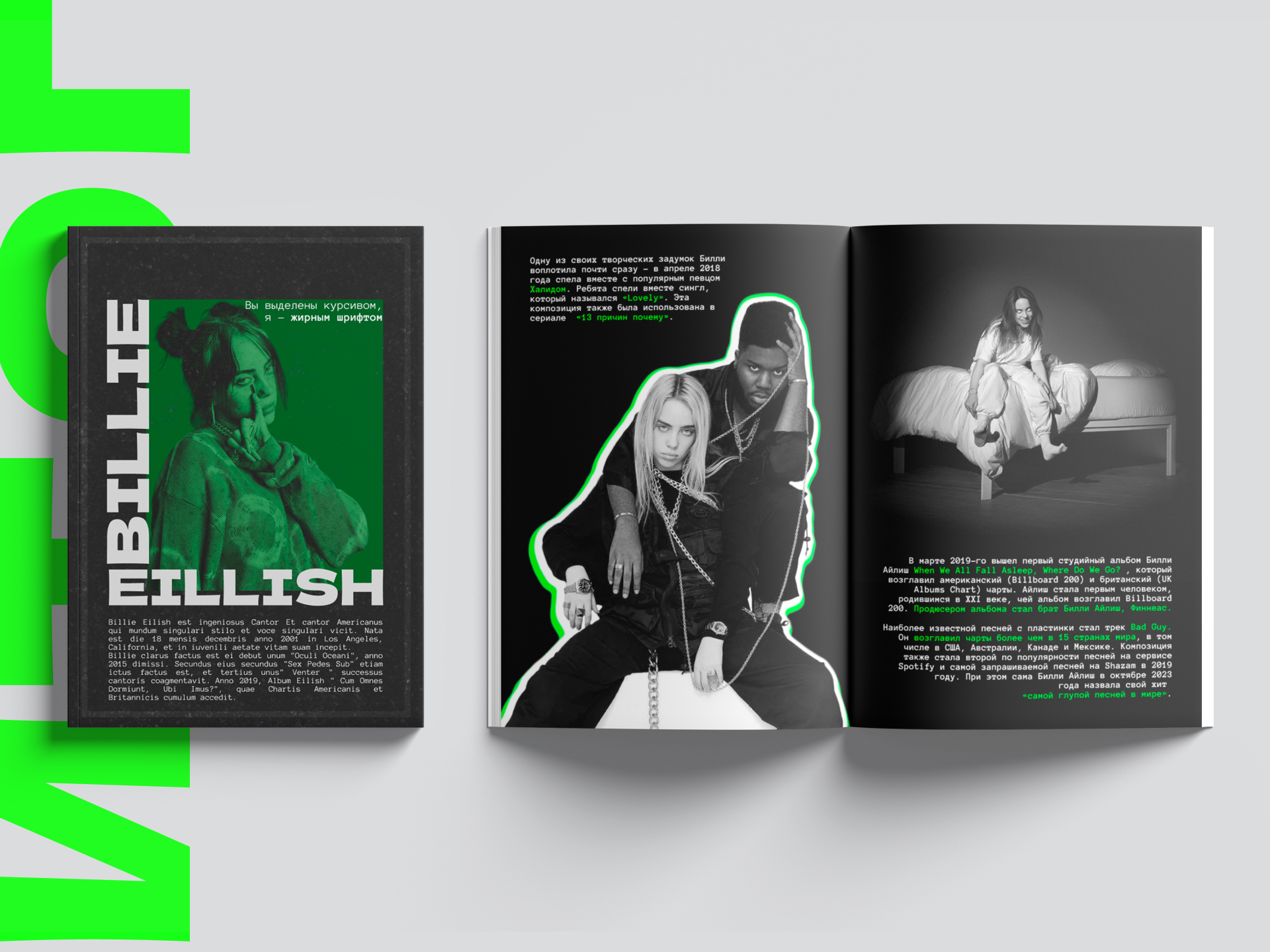 MAGAZINE | ДИЗАЙН ЖУРНАЛА | BILLIE EILISH — Изображение №8 — Графика на Dprofile