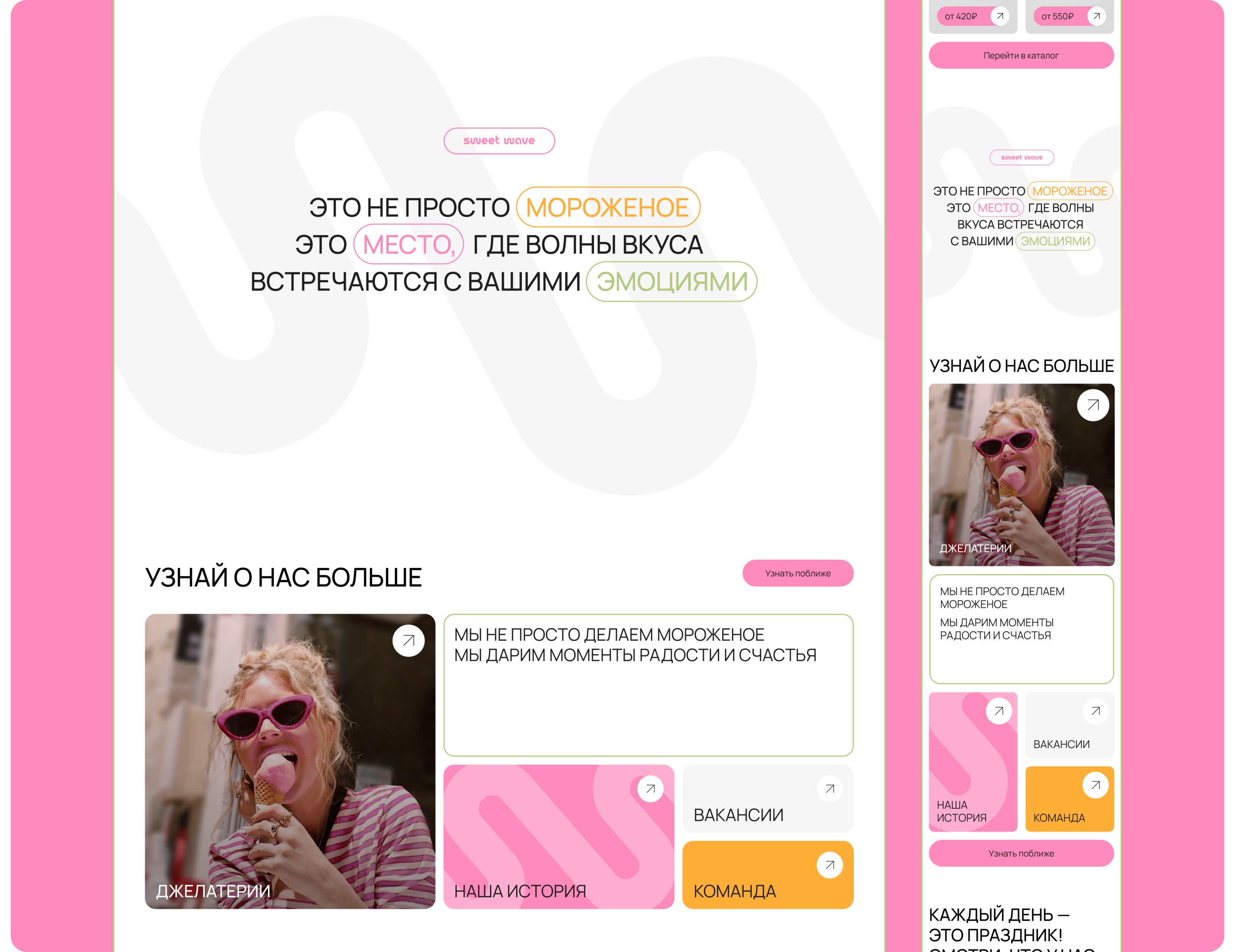 GELATERIA WEBSITE | UI/UX DESIGN — Изображение №8 — Интерфейсы, Анимация на Dprofile