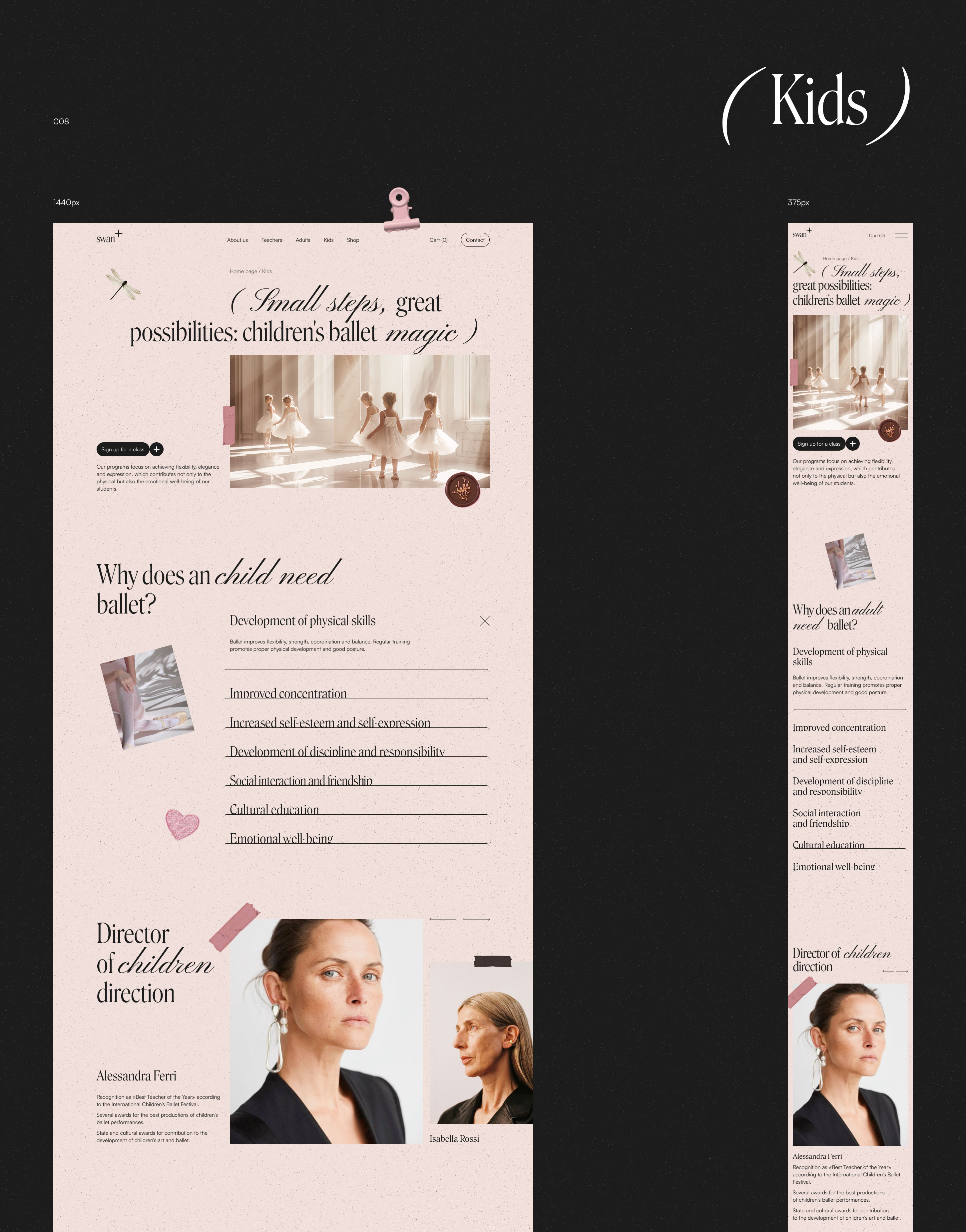 Website for a Ballet School (UI/UX) — Изображение №14 — Интерфейсы, Анимация на Dprofile
