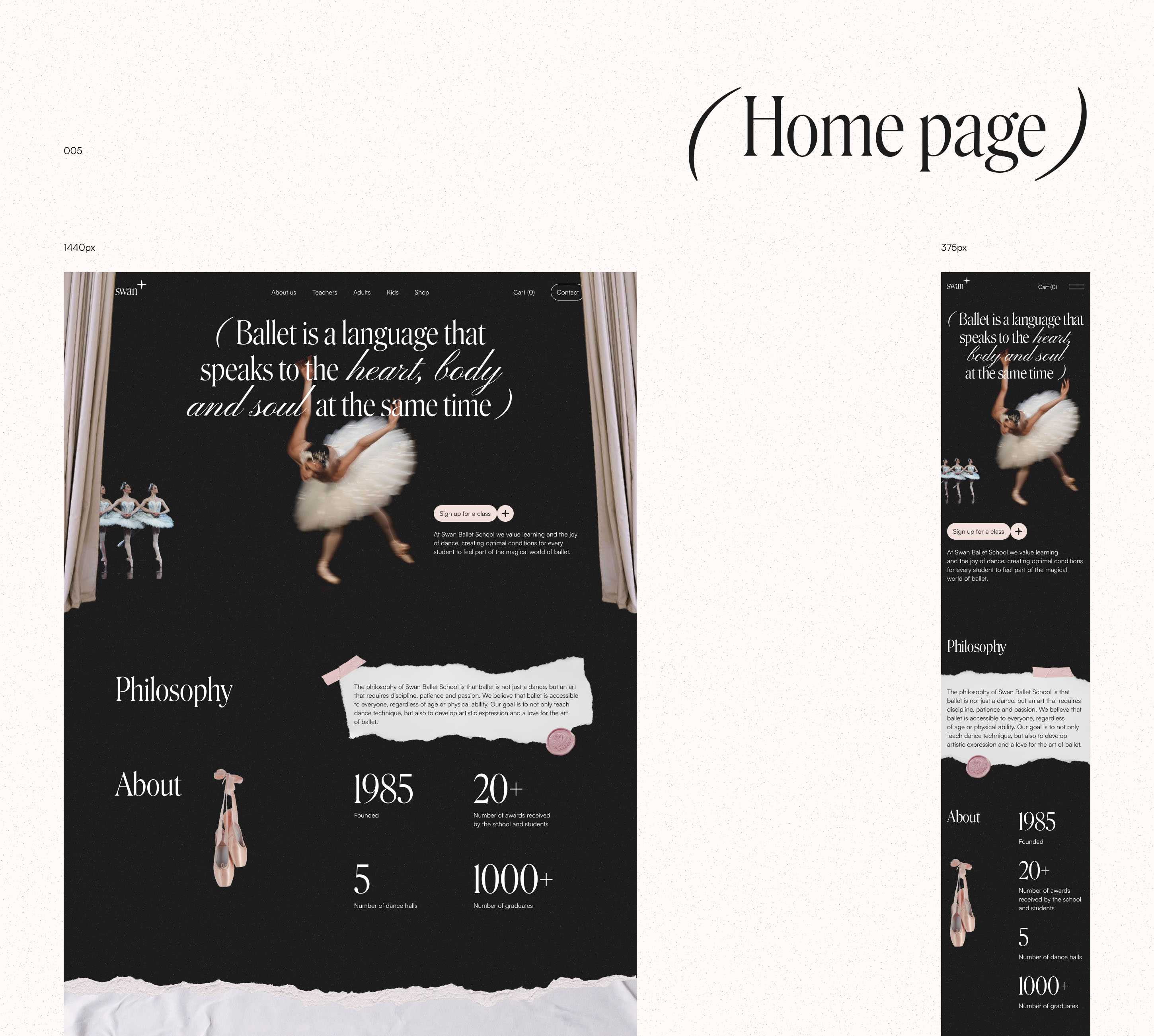 Website for a Ballet School (UI/UX) — Изображение №6 — Интерфейсы, Анимация на Dprofile