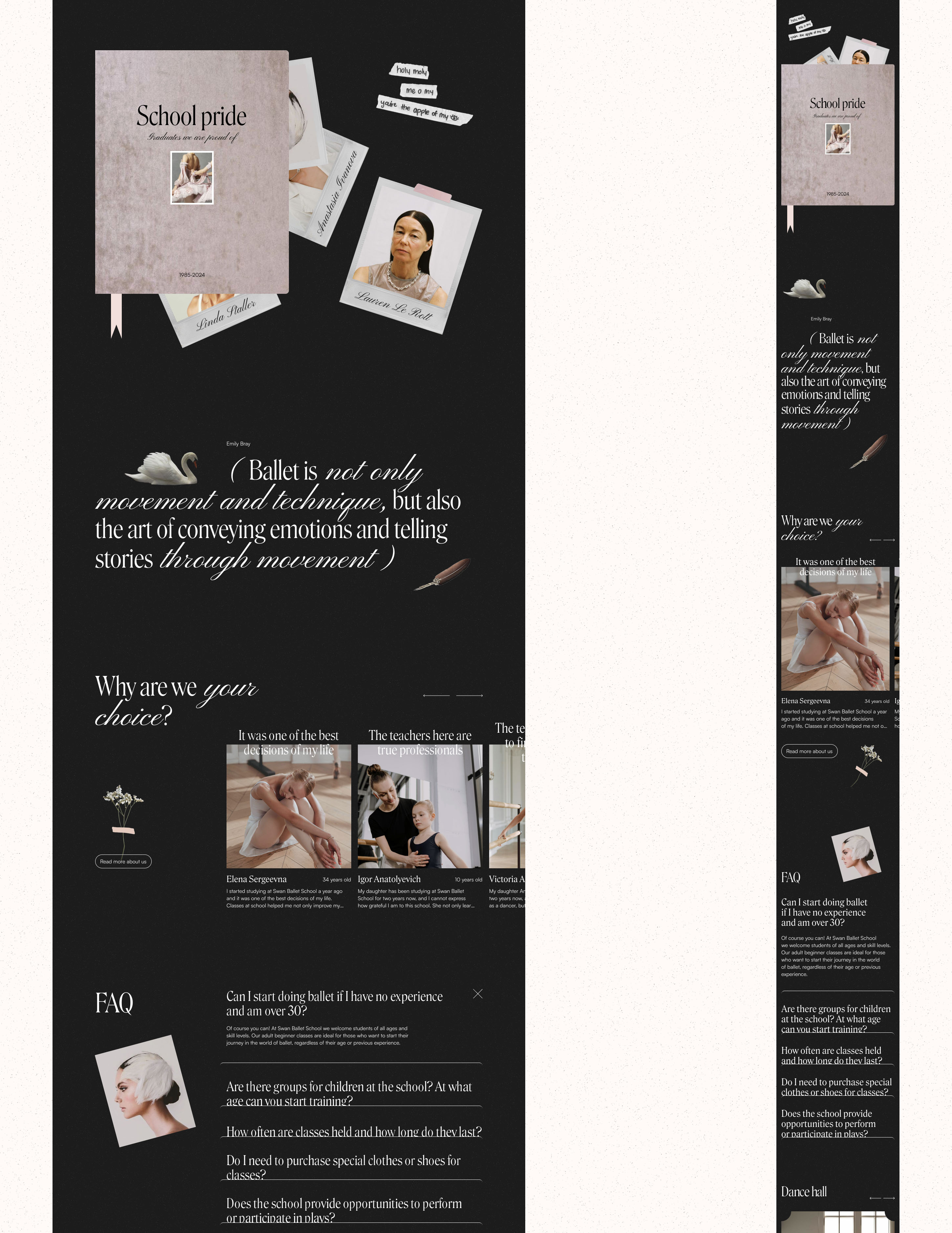 Website for a Ballet School (UI/UX) — Изображение №8 — Интерфейсы, Анимация на Dprofile
