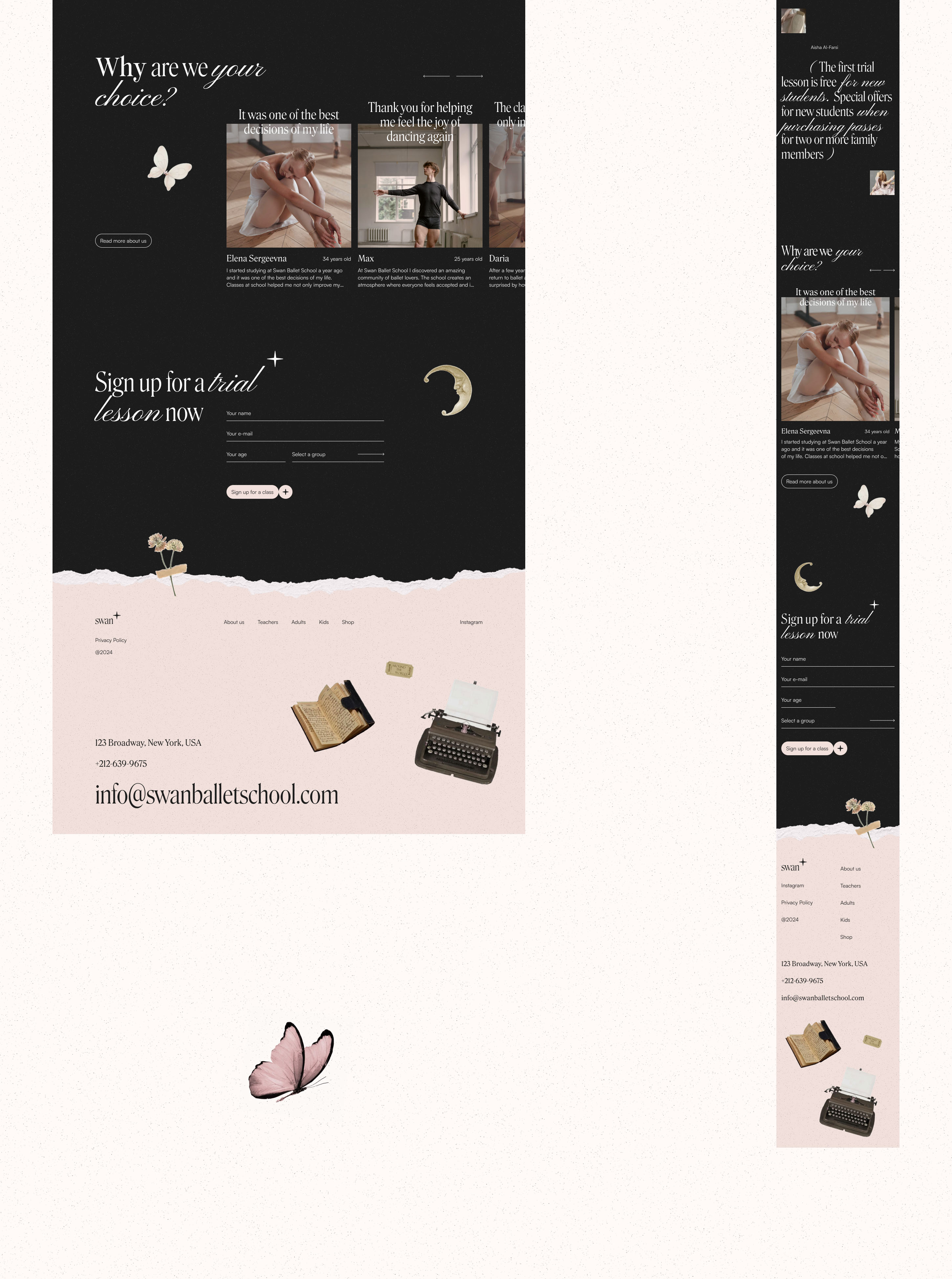 Website for a Ballet School (UI/UX) — Изображение №12 — Интерфейсы, Анимация на Dprofile