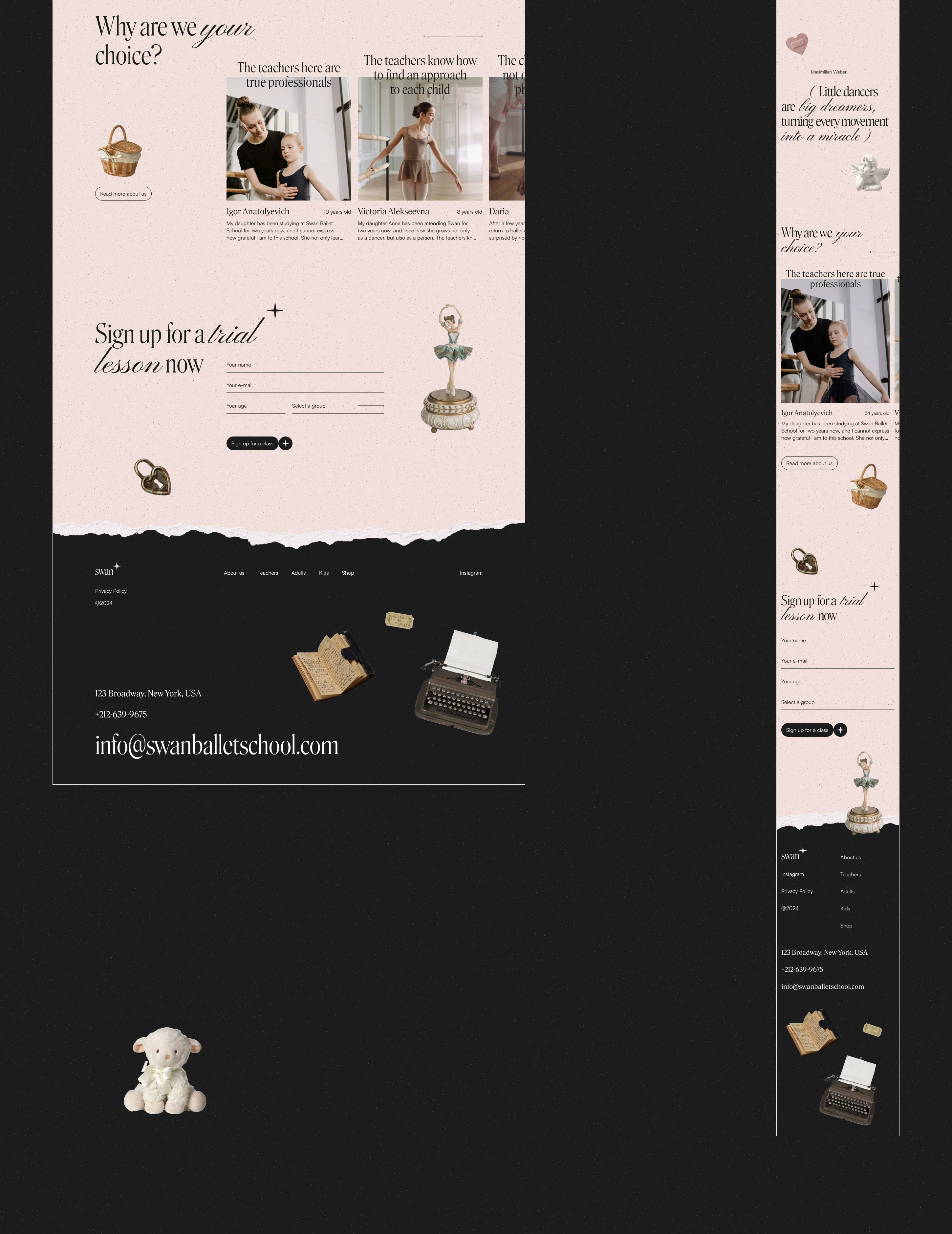 Website for a Ballet School (UI/UX) — Изображение №16 — Интерфейсы, Анимация на Dprofile
