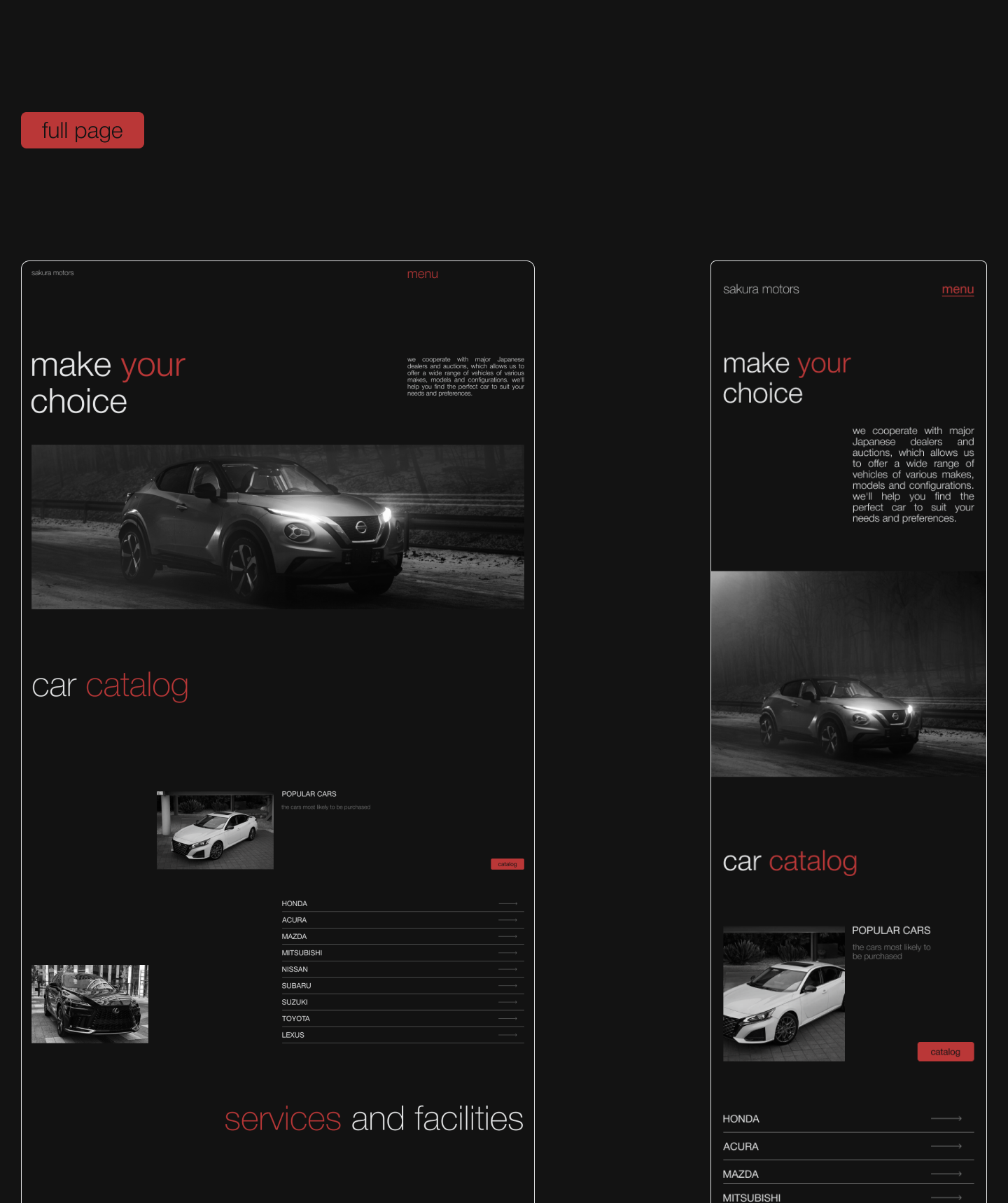 concept for a Japanese car shop - SAKURA MOTORS — Изображение №5 — Интерфейсы, Брендинг на Dprofile