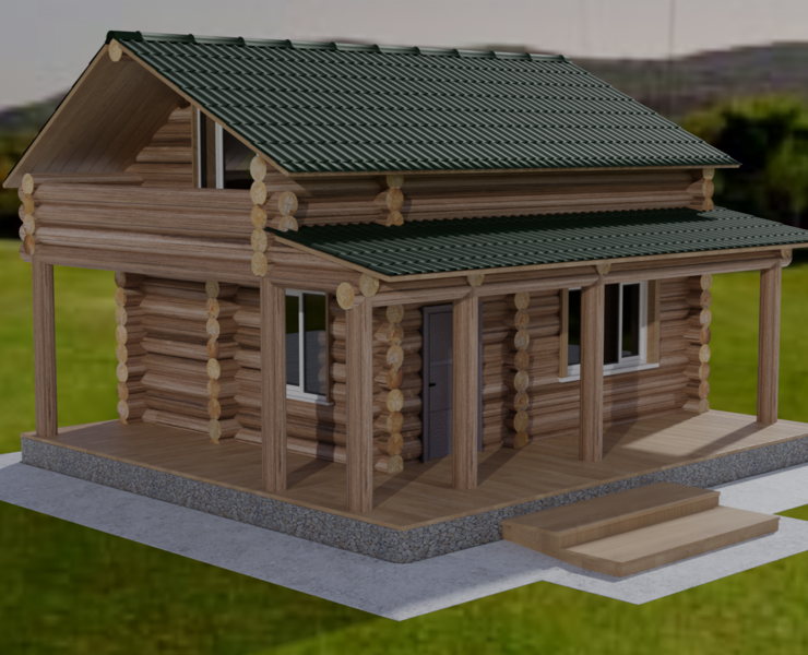Бревенчатый дом — 3D на Dprofile