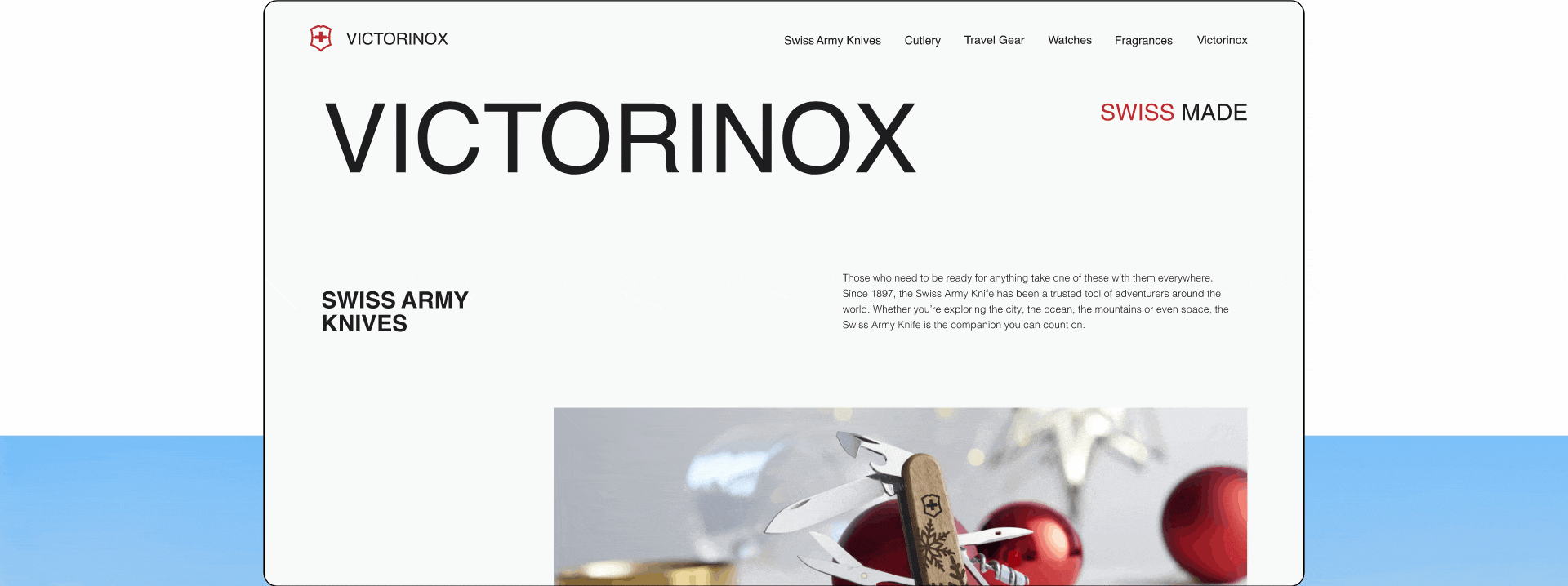 Victorinox / Swiss Made — Изображение №3 — Интерфейсы, Брендинг, Анимация на Dprofile