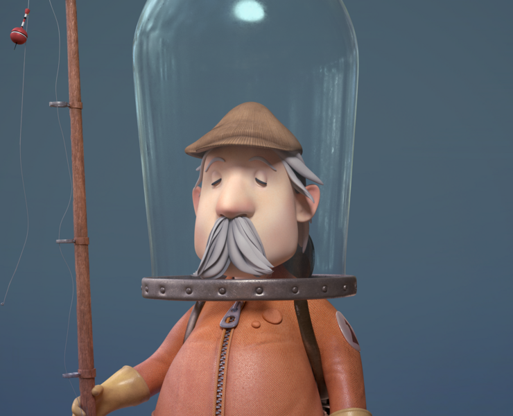 Рыбак в космосе — Иллюстрация, 3D на Dprofile