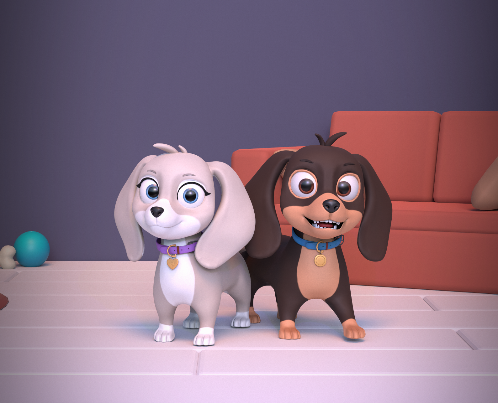 Проект: Щенки таксы / Dachshund puppies project — Иллюстрация, 3D на Dprofile