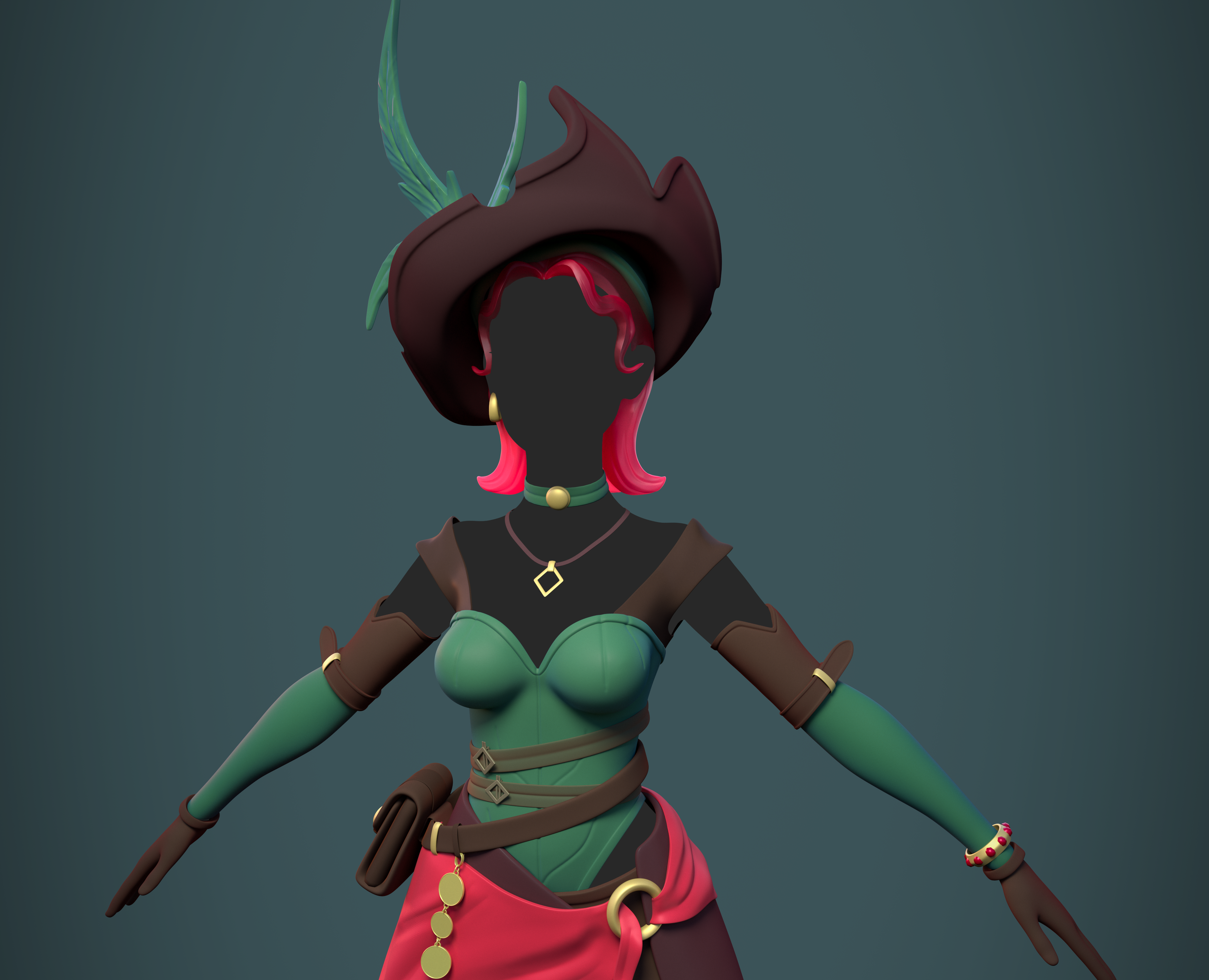 Девушка-пиратка (Pirate girl - clothing design) — Иллюстрация, 3D на Dprofile