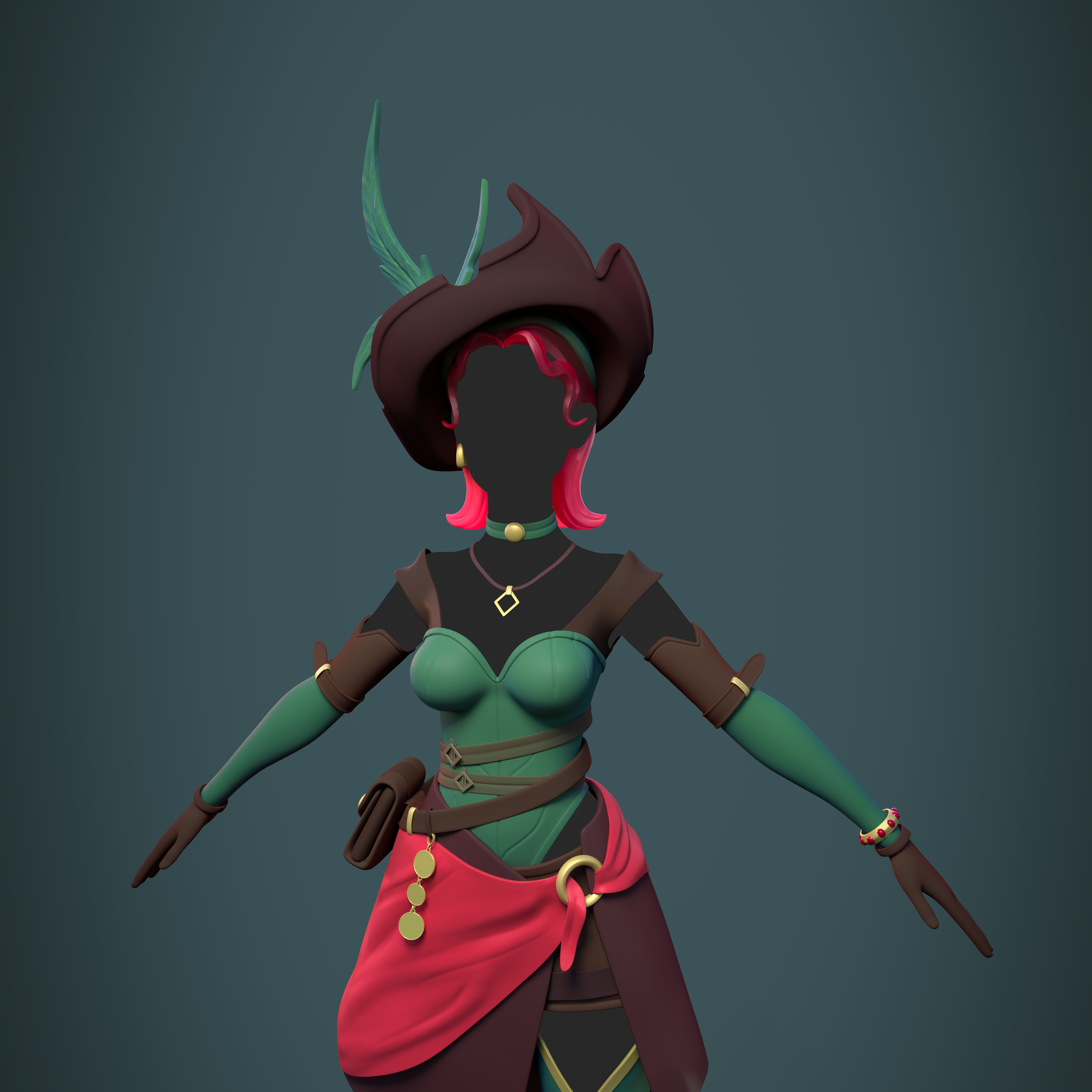 Девушка-пиратка (Pirate girl - clothing design) — Изображение №1 — Иллюстрация, 3D на Dprofile