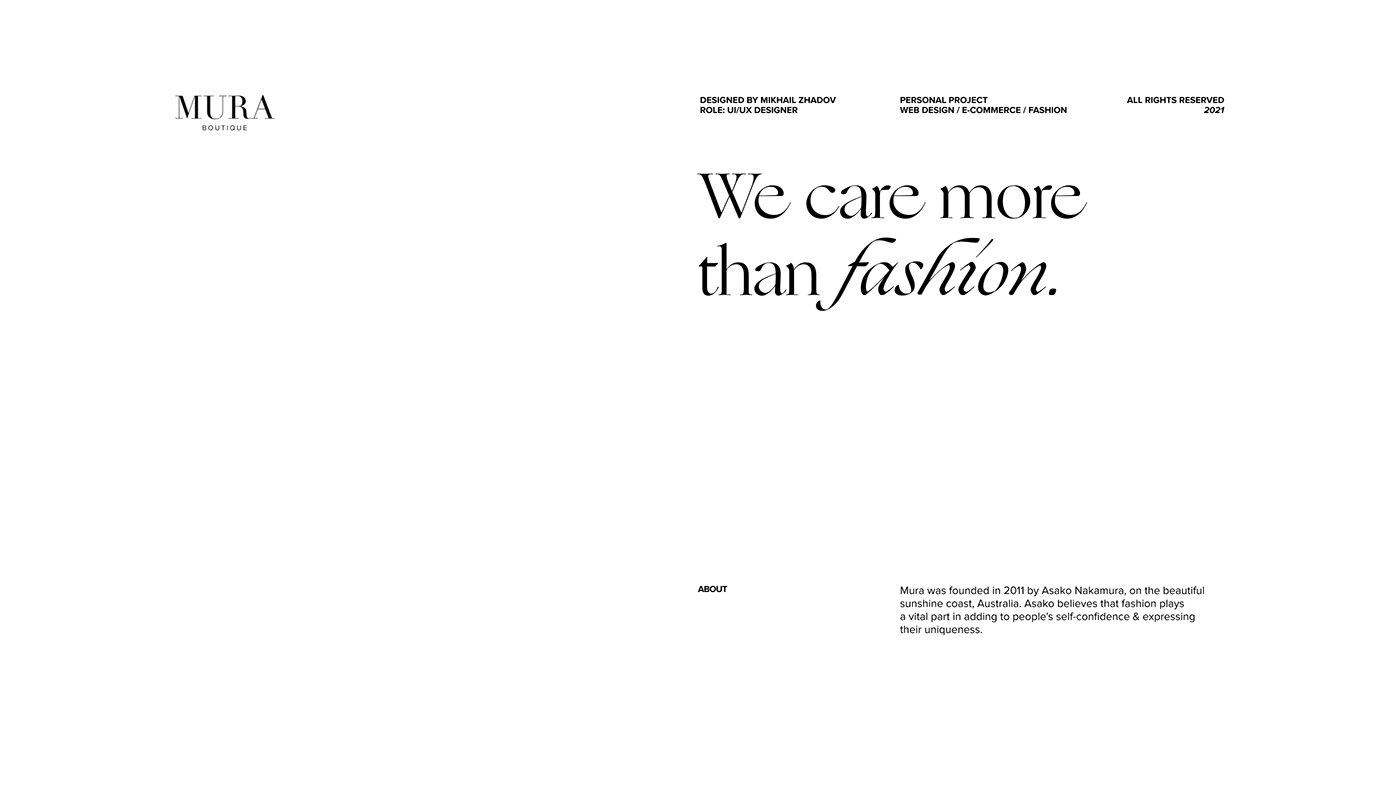 Mura Boutique | Women's clothing | Online Shop — Изображение №2 — Интерфейсы, Брендинг на Dprofile