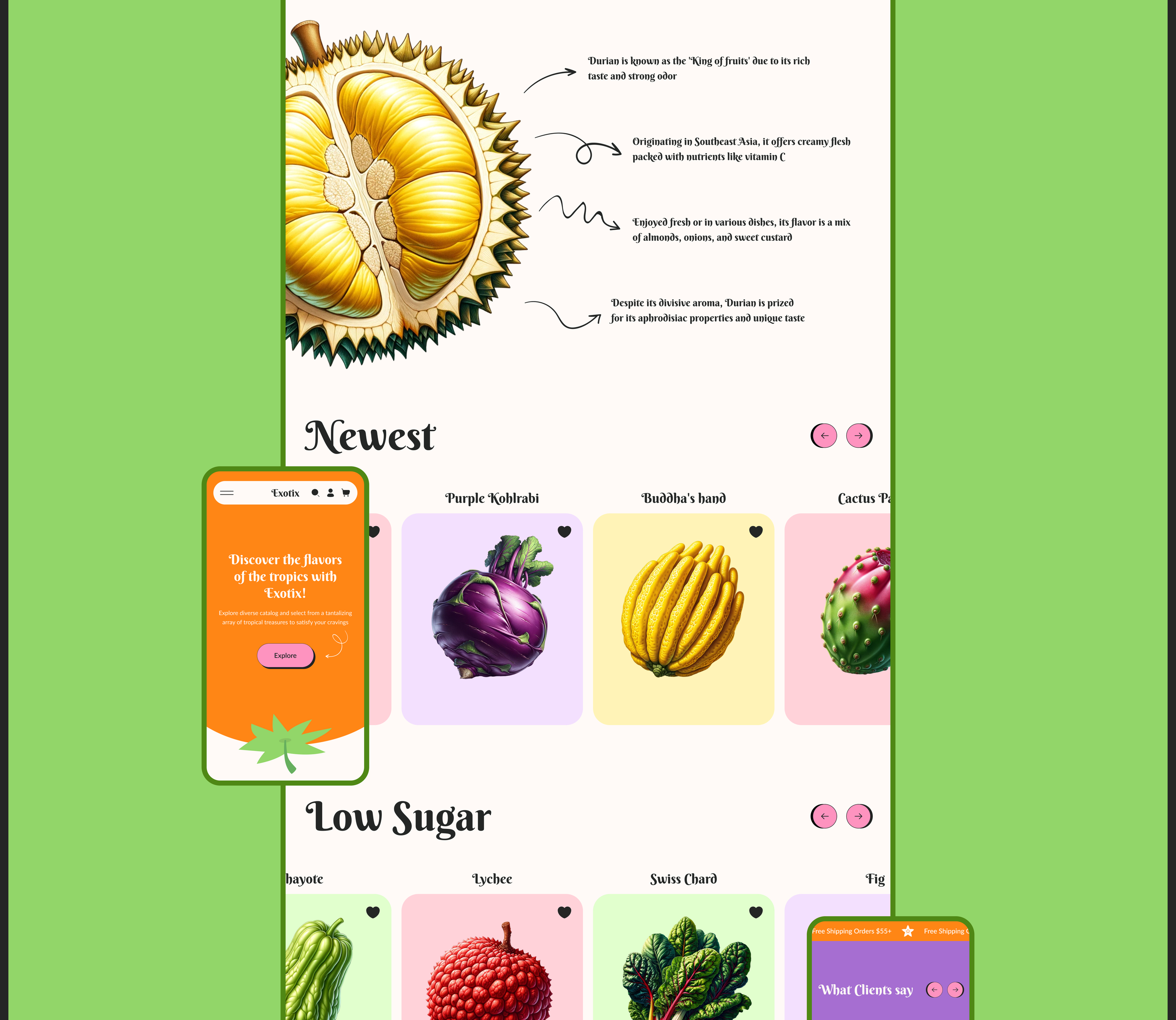 Exotic Fruits & Vegetables Online Store | UX/UI Design — Изображение №7 — Интерфейсы на Dprofile