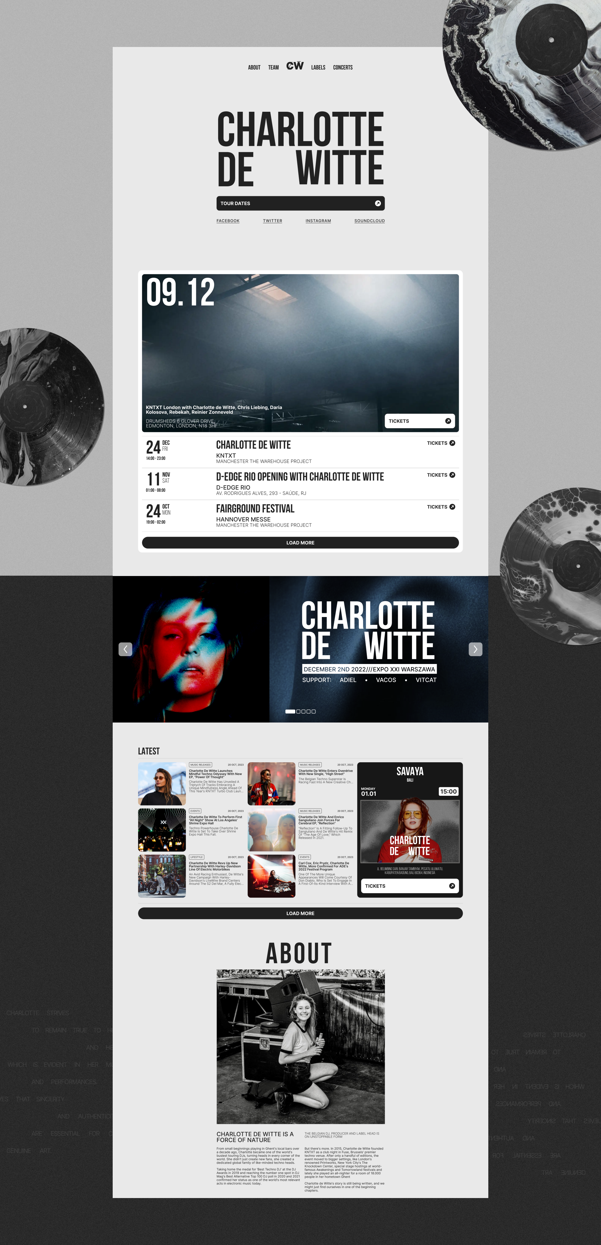 Charlotte De Witte | Corporate Website | UX/UI — Изображение №2 — Интерфейсы, Брендинг на Dprofile
