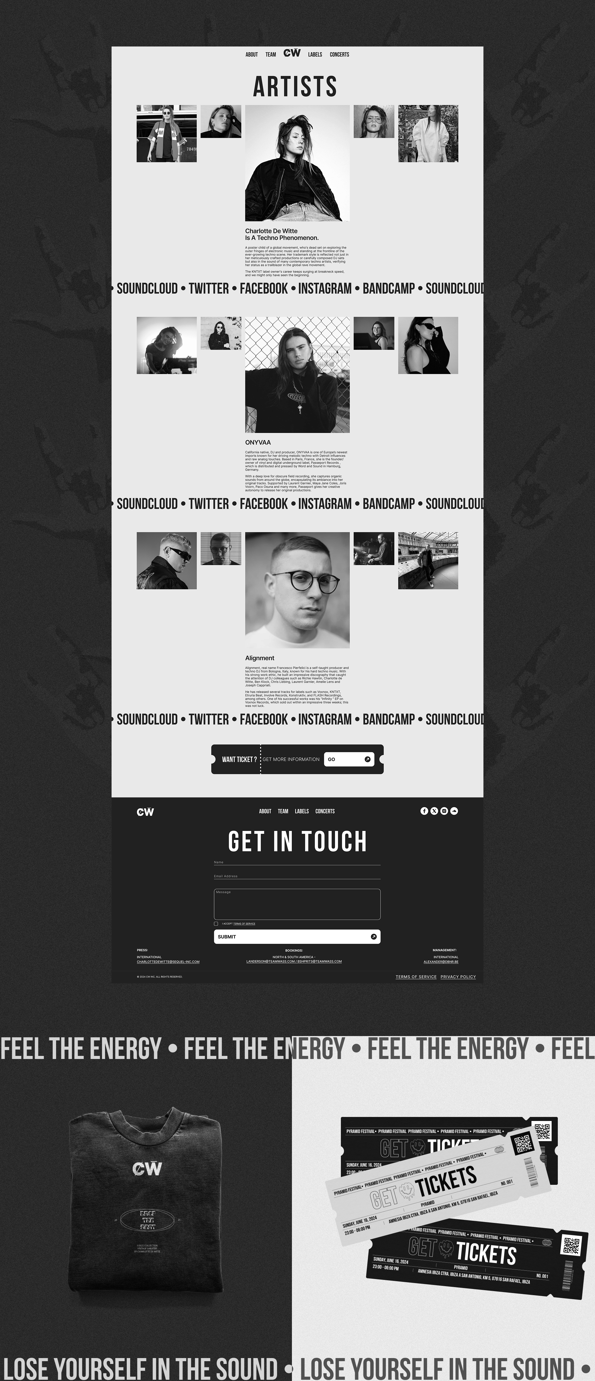 Charlotte De Witte | Corporate Website | UX/UI — Изображение №8 — Интерфейсы, Брендинг на Dprofile