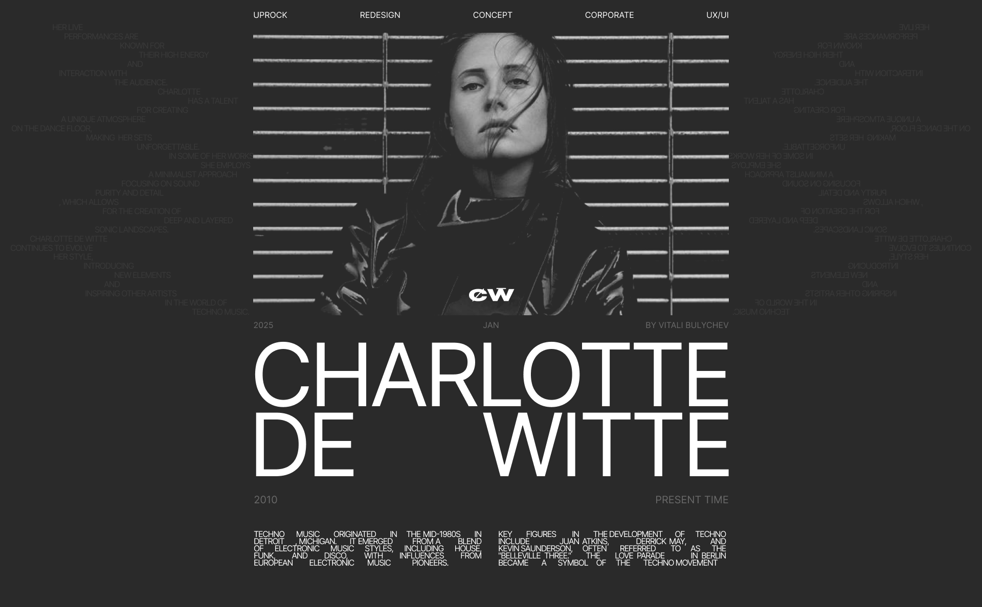 Charlotte De Witte | Corporate Website | UX/UI — Изображение №1 — Интерфейсы, Брендинг на Dprofile