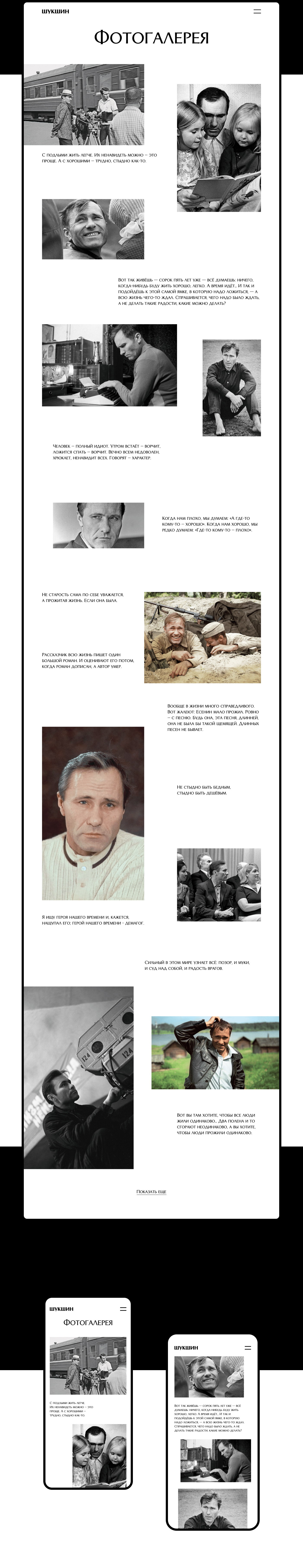 Василий Шукшин сайт — Изображение №6 — Интерфейсы, Брендинг, Графика на Dprofile