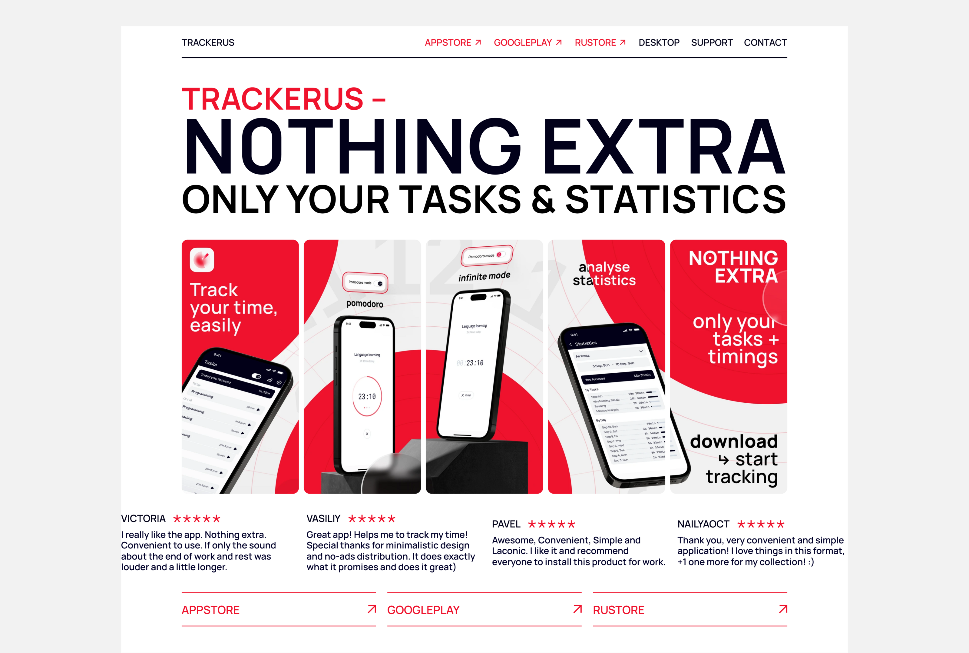 Trackerus – Тайм-трекер & Помодоро-таймер — Изображение №8 — Интерфейсы, Брендинг на Dprofile