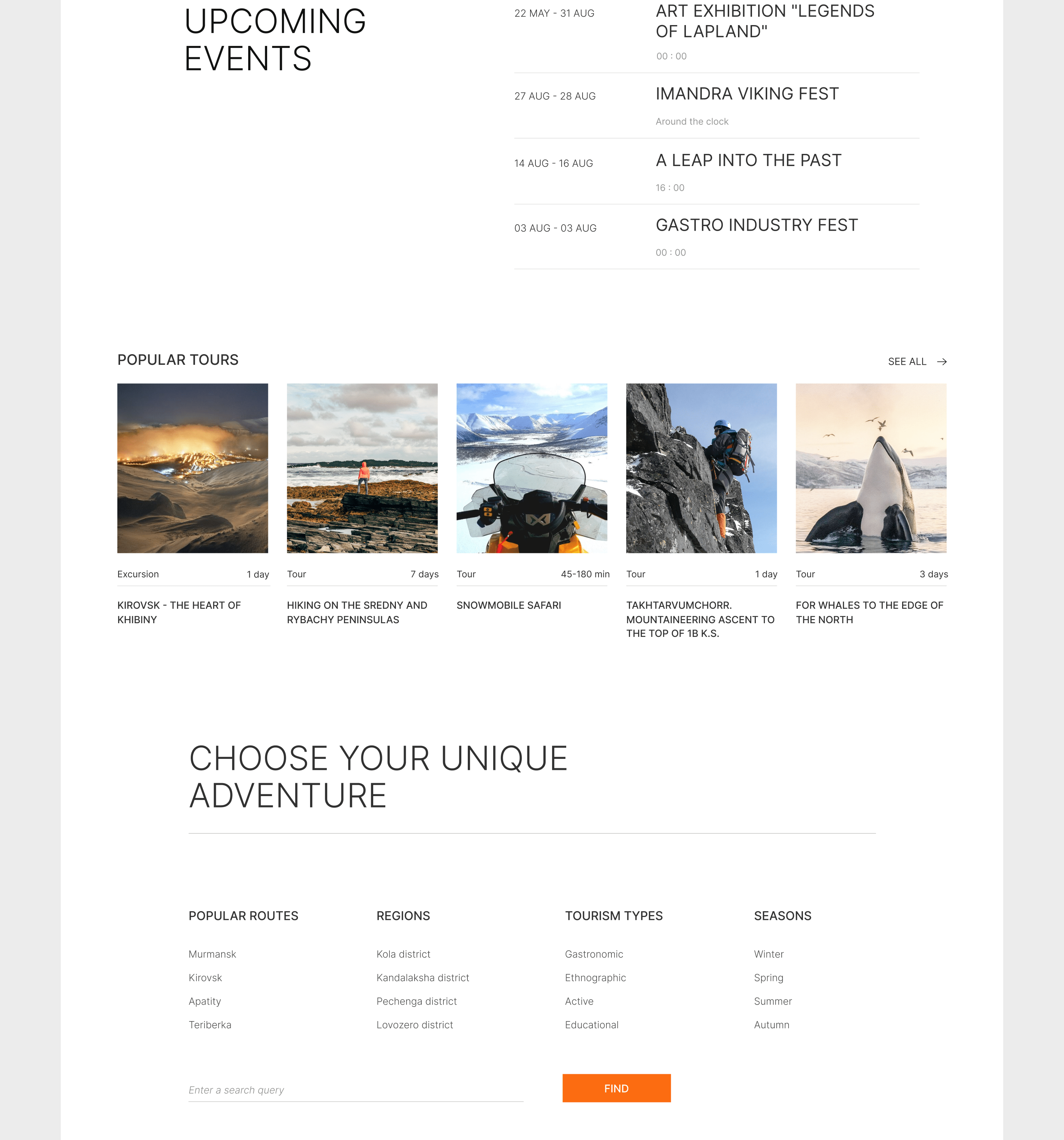 MURMANSK TRAVEL. Tourist portal — Изображение №2 — Интерфейсы на Dprofile