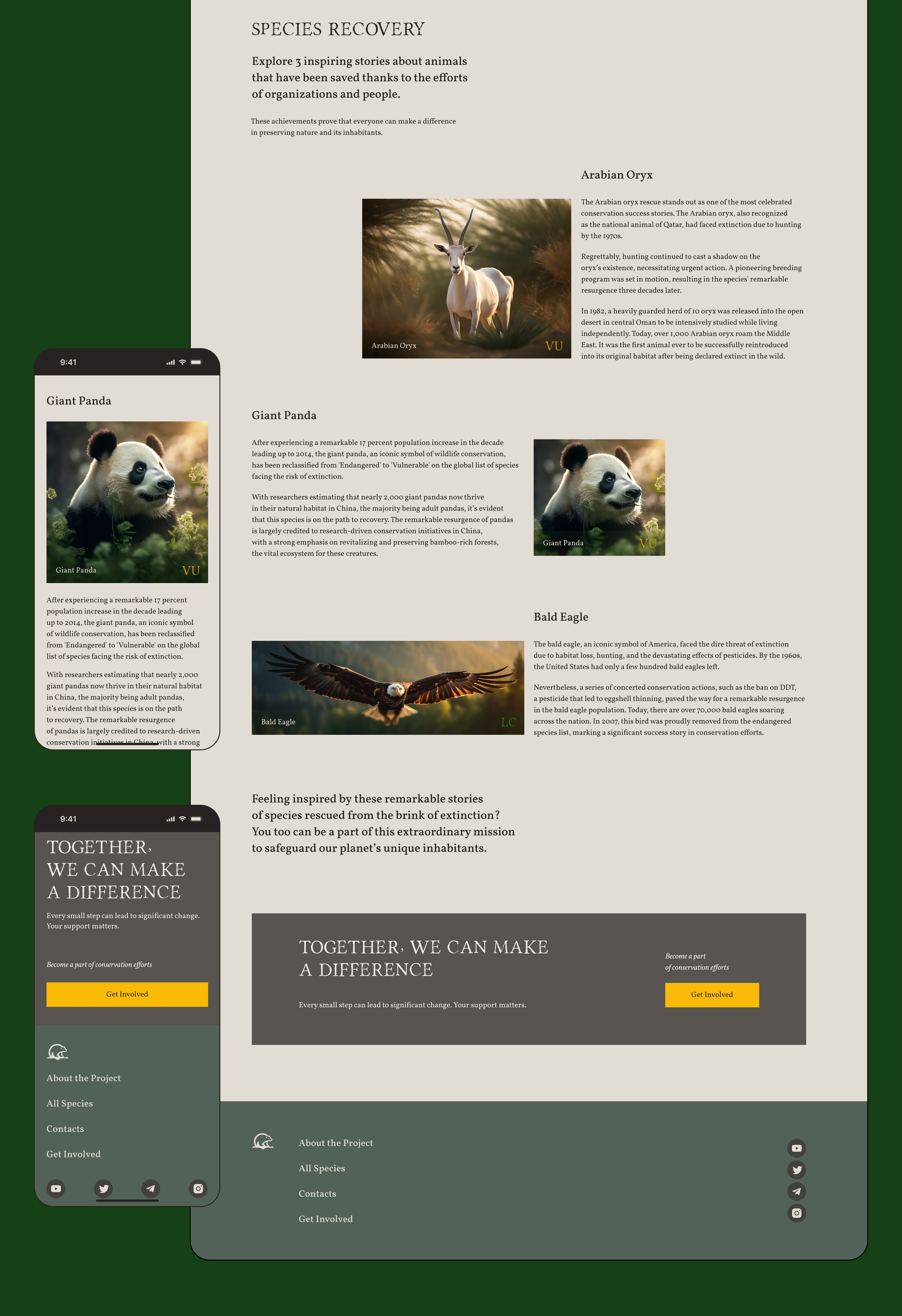 Protecting Endangered Animals / Website Concept Design — Изображение №8 — Интерфейсы на Dprofile