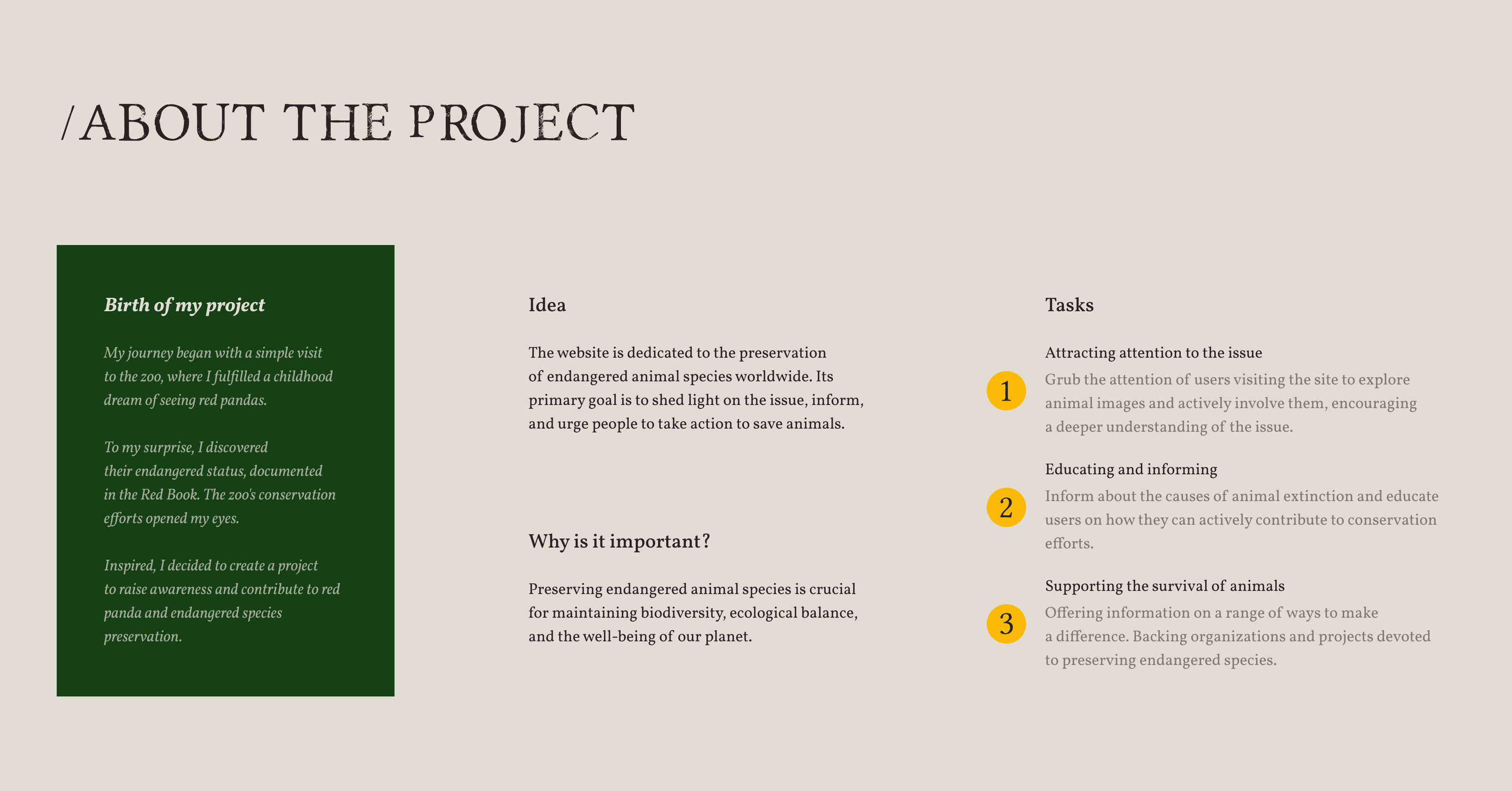 Protecting Endangered Animals / Website Concept Design — Изображение №1 — Интерфейсы на Dprofile