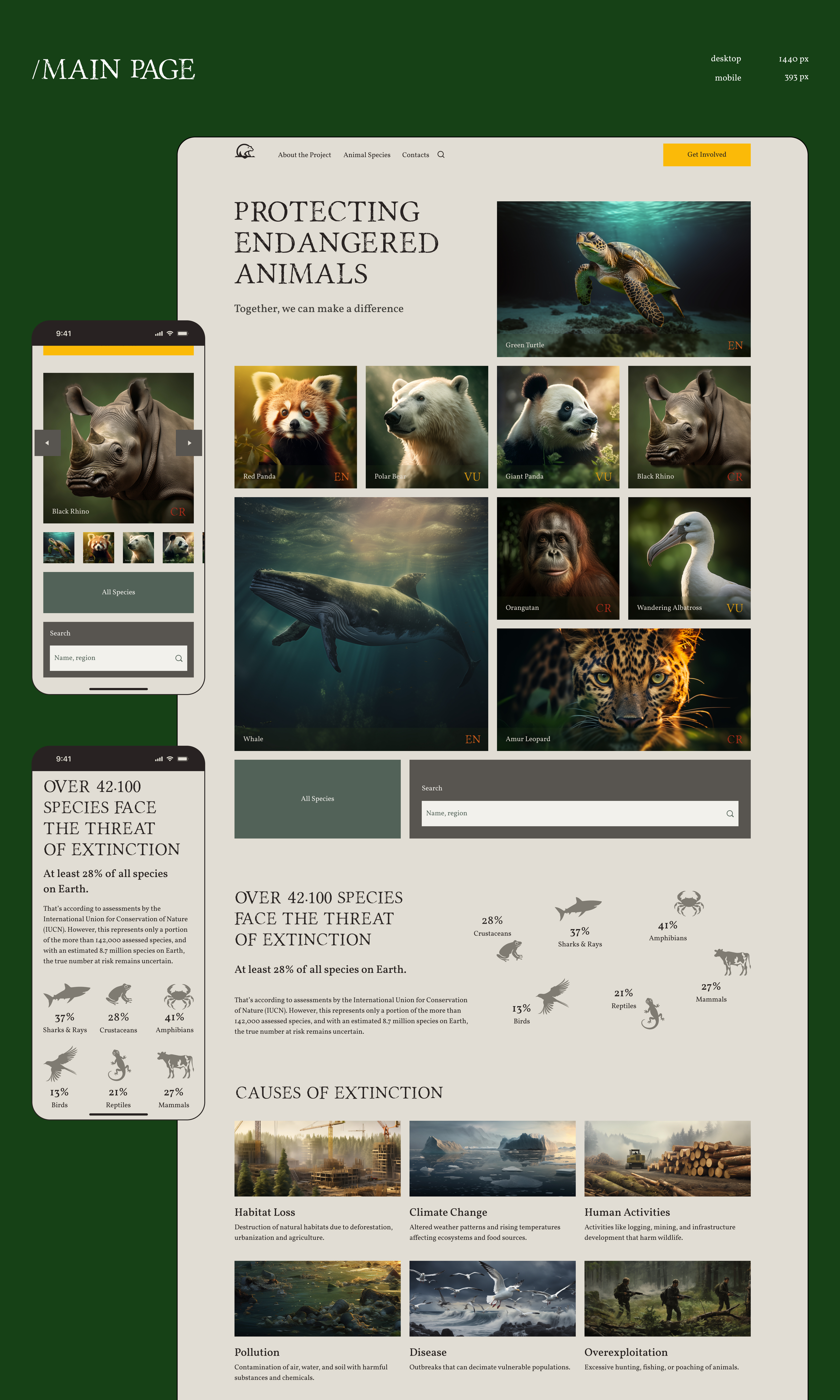 Protecting Endangered Animals / Website Concept Design — Изображение №6 — Интерфейсы на Dprofile