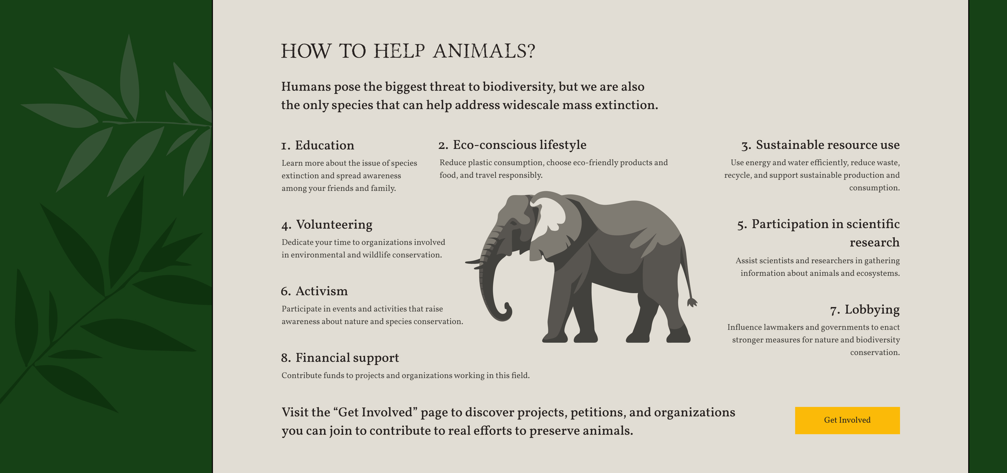 Protecting Endangered Animals / Website Concept Design — Изображение №7 — Интерфейсы на Dprofile