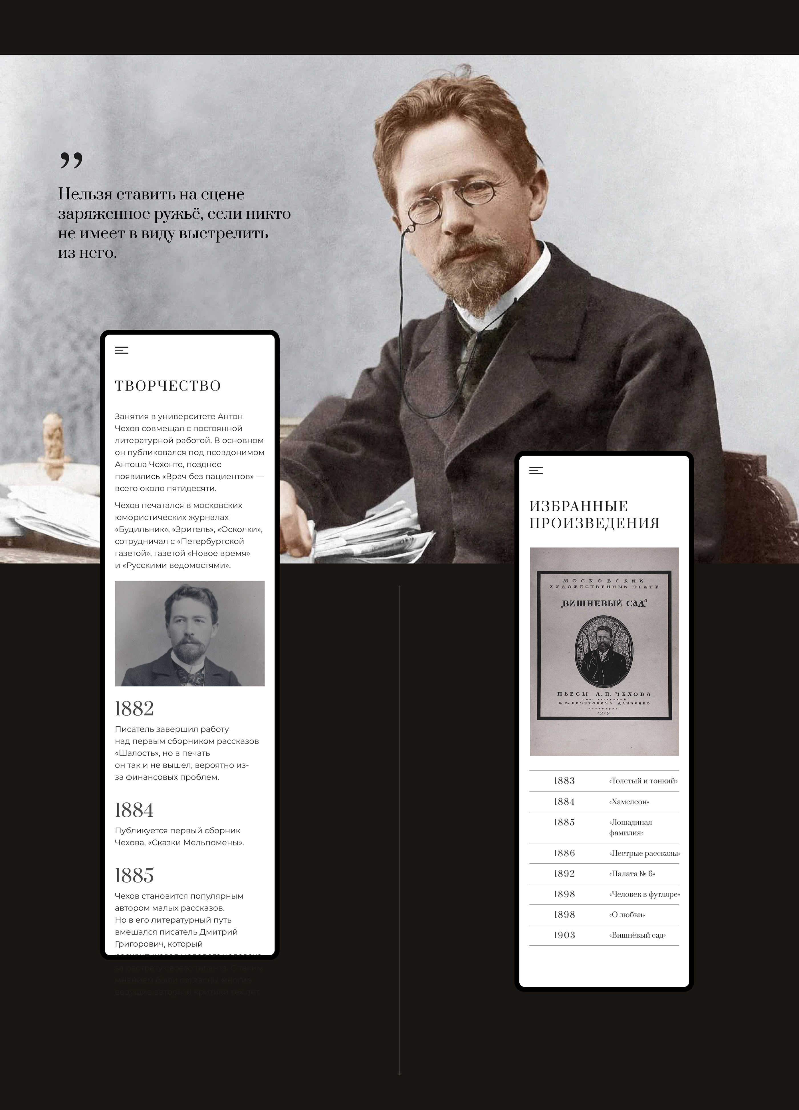 Лонгрид про писателя Антона Чехова — Изображение №11 — Интерфейсы на Dprofile