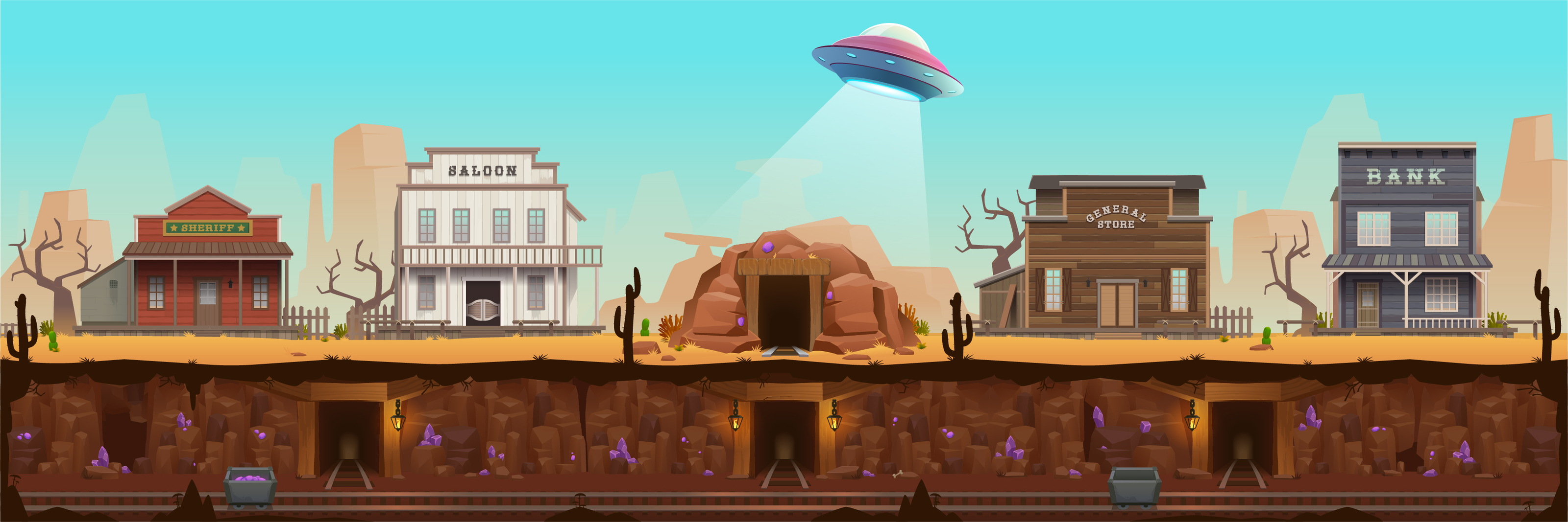 Wild West UFOs (2022) — Изображение №1 — Иллюстрация, Графика на Dprofile