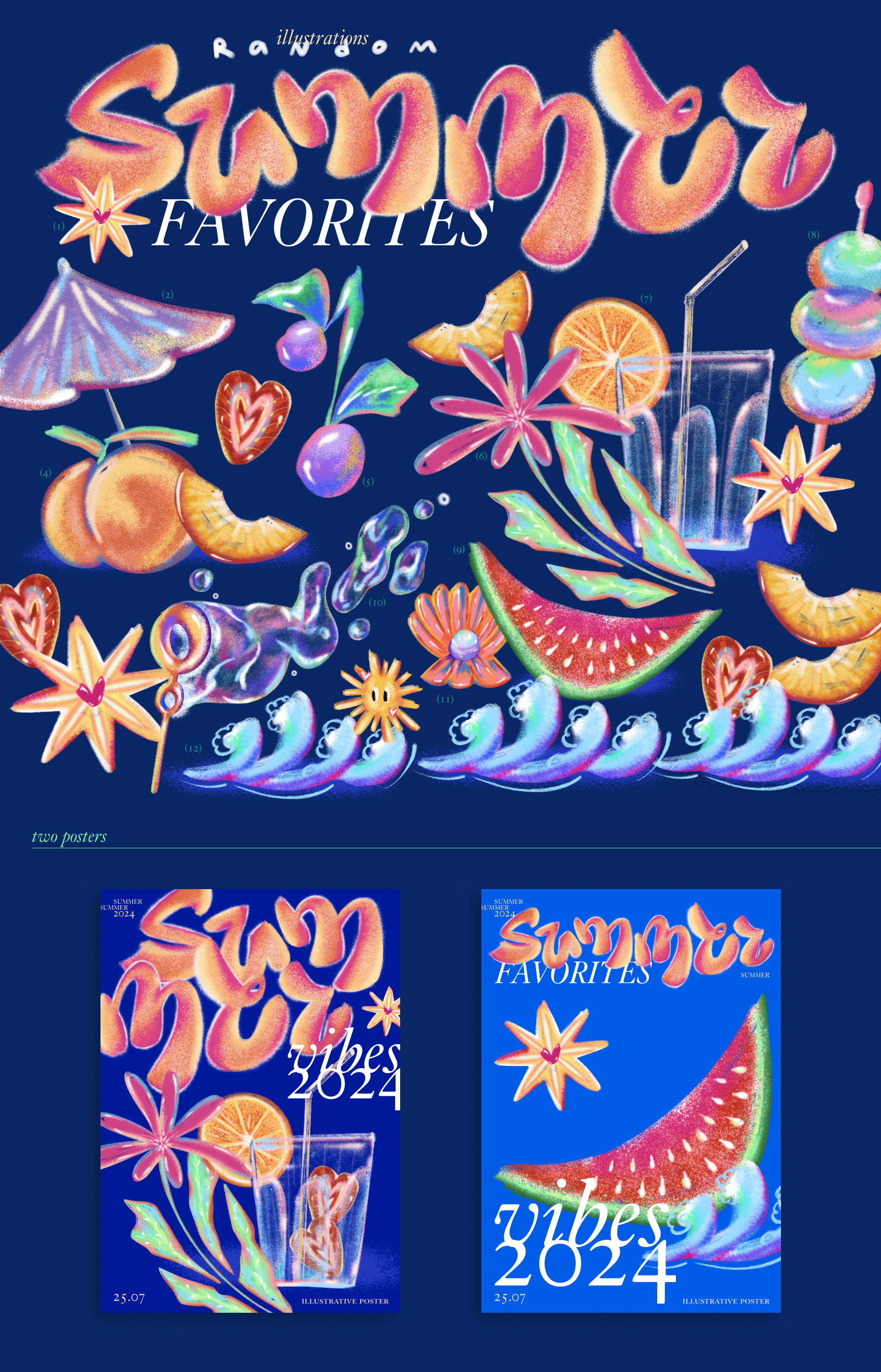Lettering, Illustrations|Random summer favorites — Изображение №1 — Иллюстрация, Графика на Dprofile