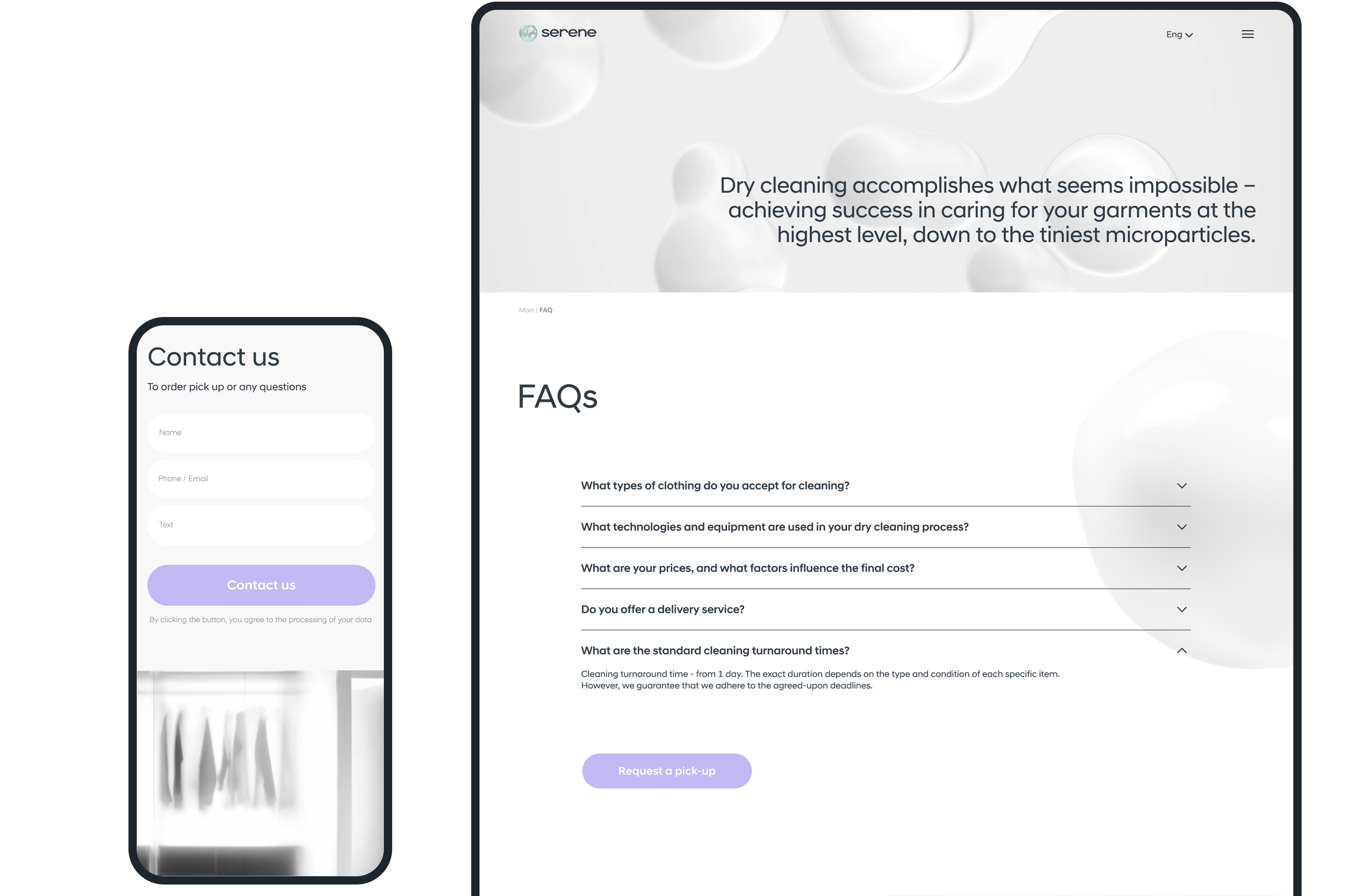 UI/UX Design | Serene | Dry cleaning — Изображение №11 — Интерфейсы на Dprofile