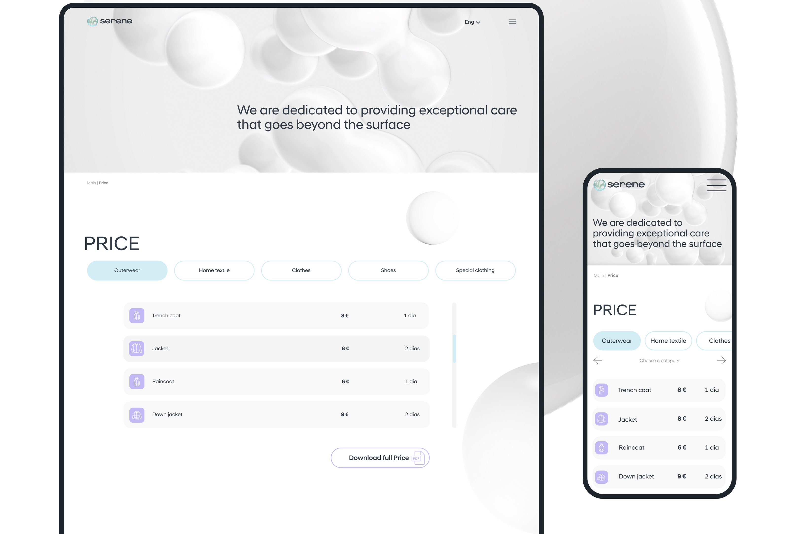 UI/UX Design | Serene | Dry cleaning — Изображение №9 — Интерфейсы на Dprofile