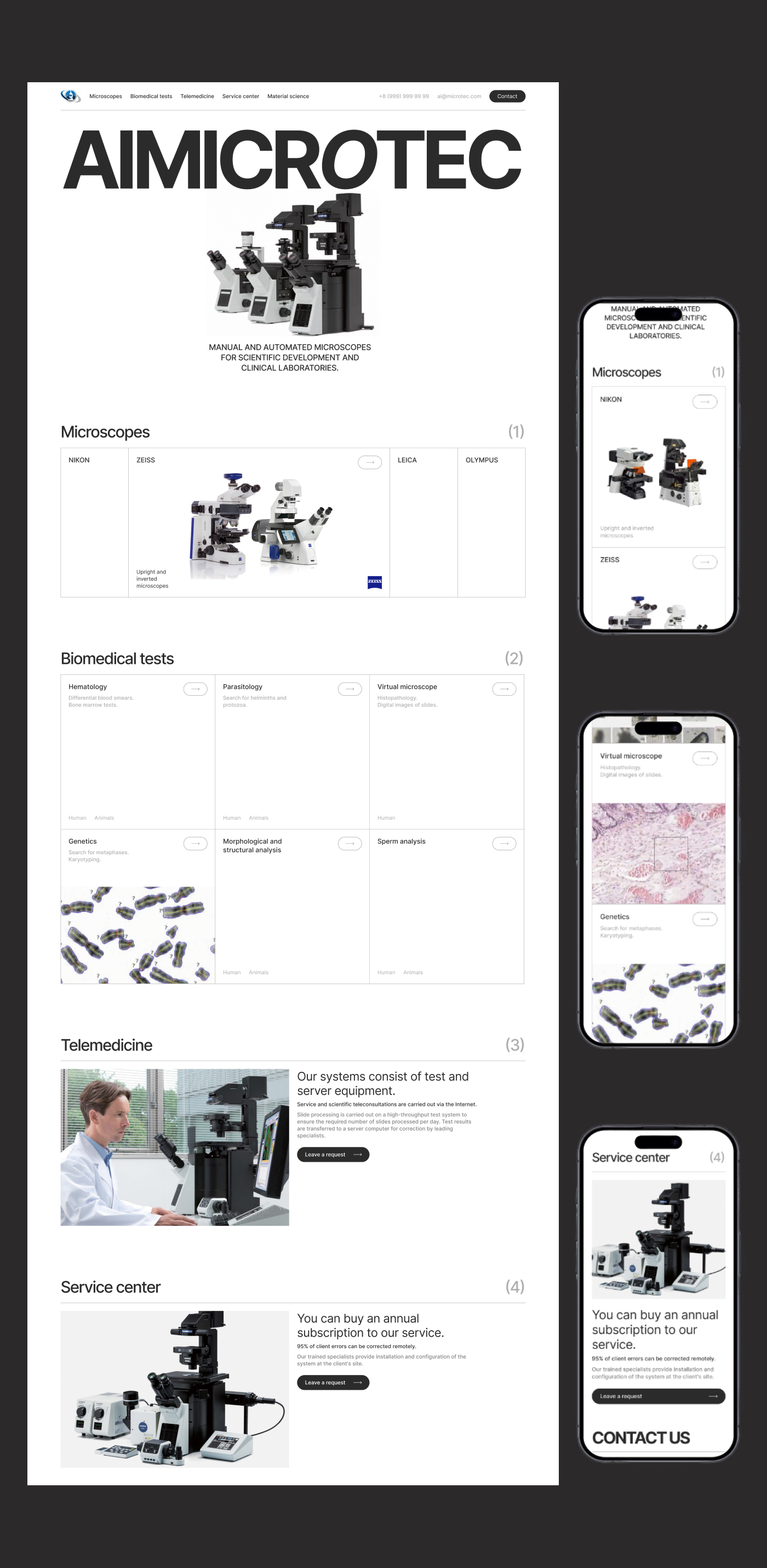 Microscopes with AI web-design / Commercial project — Изображение №2 — Интерфейсы на Dprofile