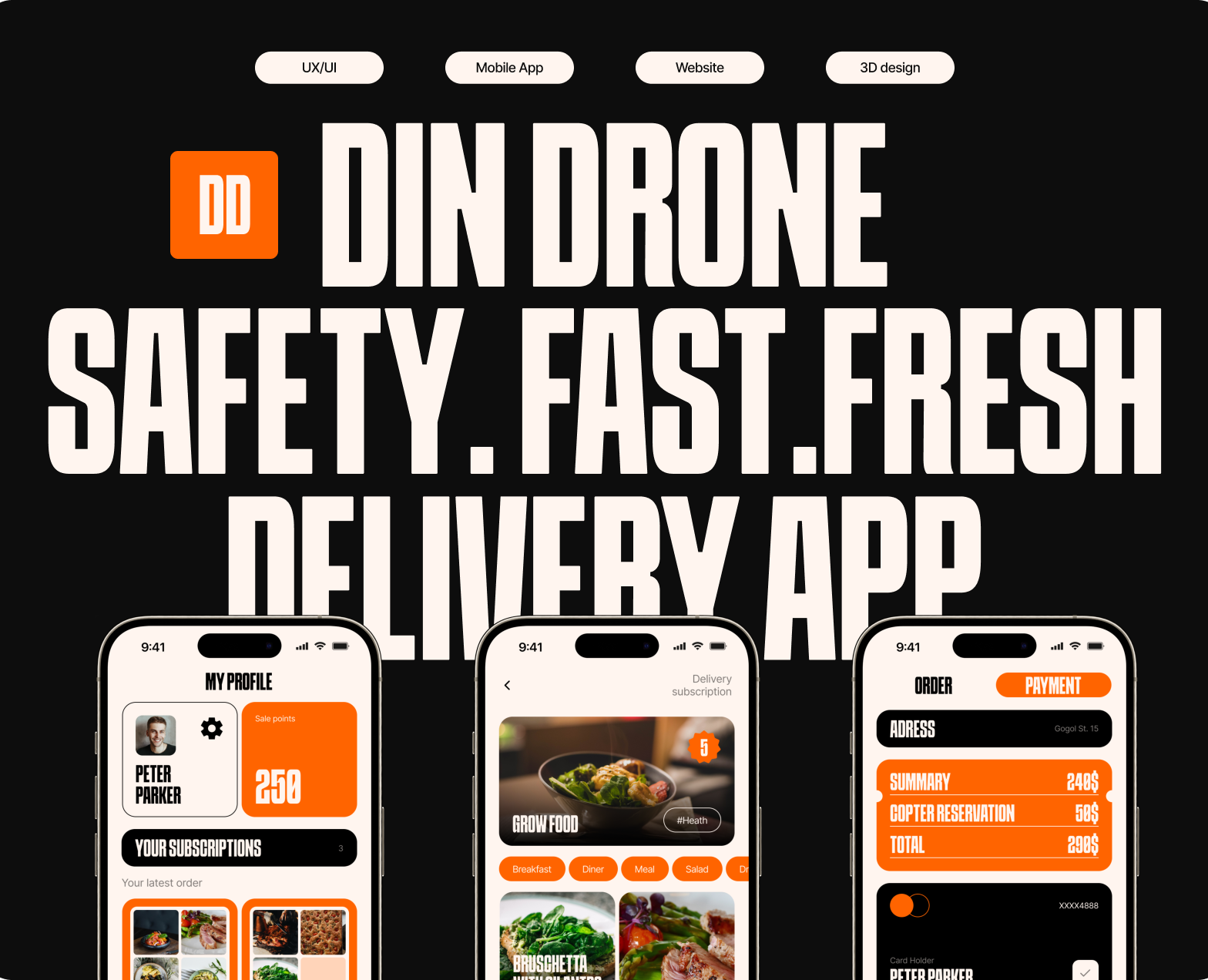 Din Drone / Mobile App Delivery — Интерфейсы, Иллюстрация на Dprofile