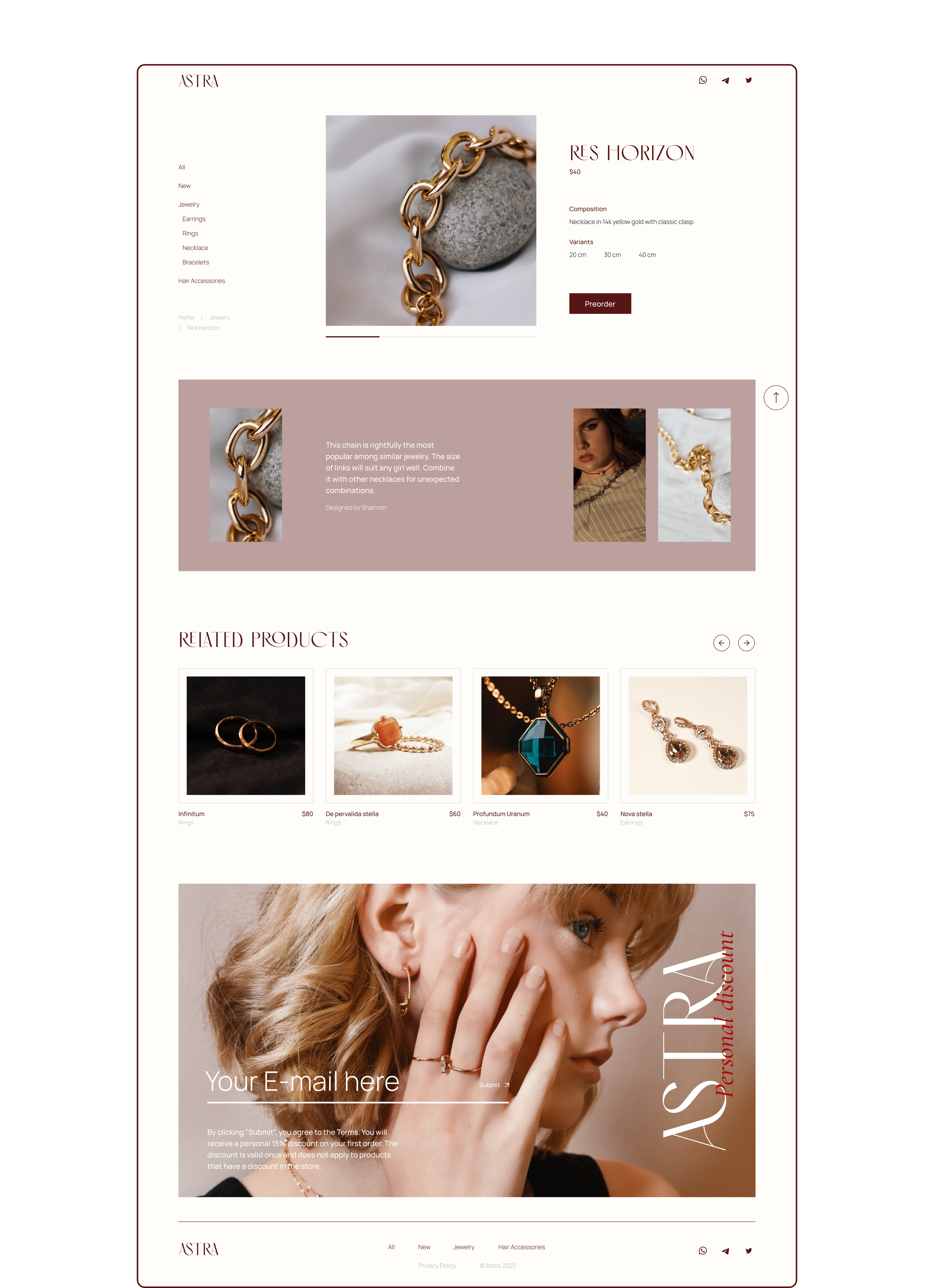 Astra Jewelry - Online Shop — Изображение №6 — Интерфейсы на Dprofile