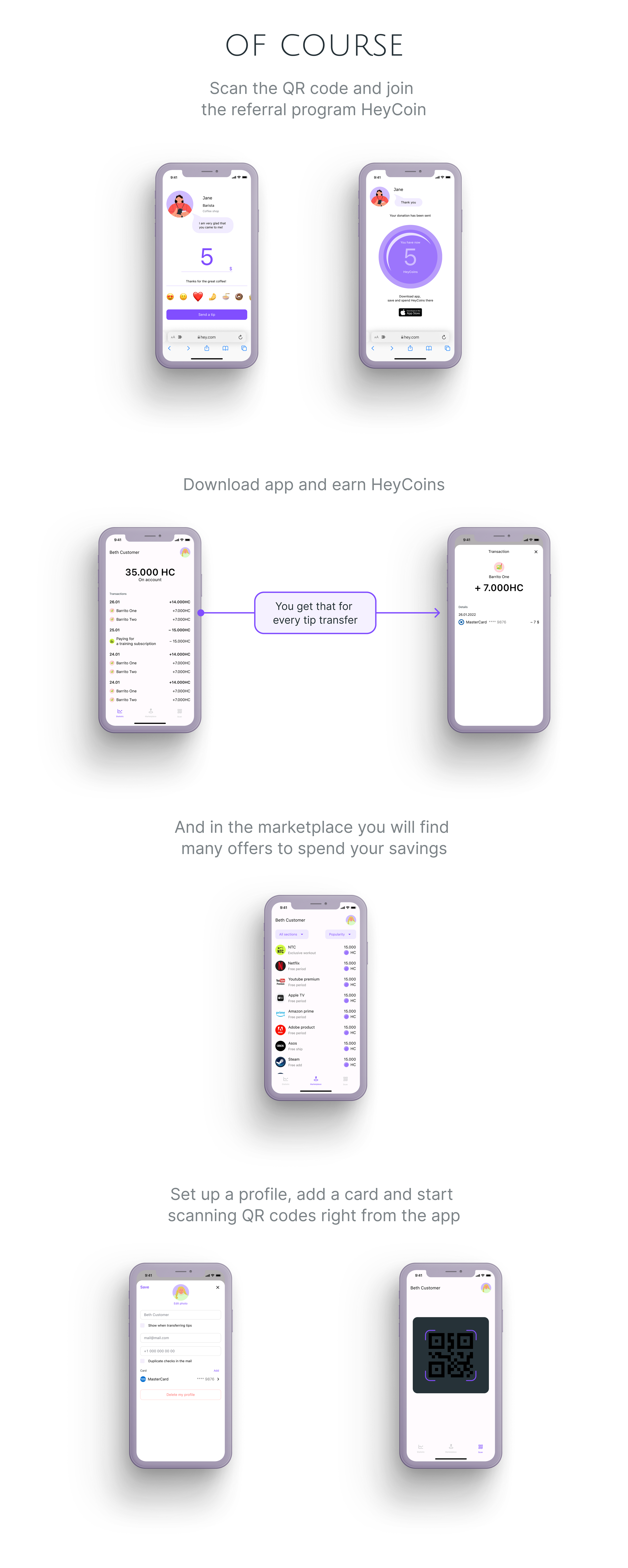 HEY - сервис для бесконтактных чаевых — Изображение №22 — Интерфейсы, Брендинг на Dprofile