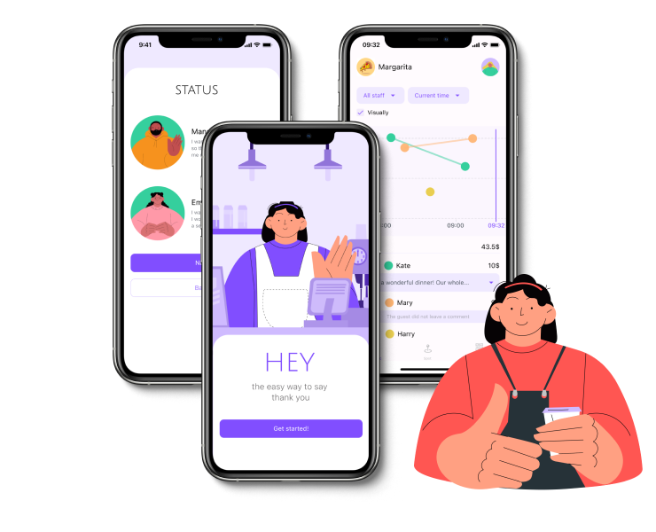 HEY - сервис для бесконтактных чаевых — Интерфейсы, Брендинг на Dprofile
